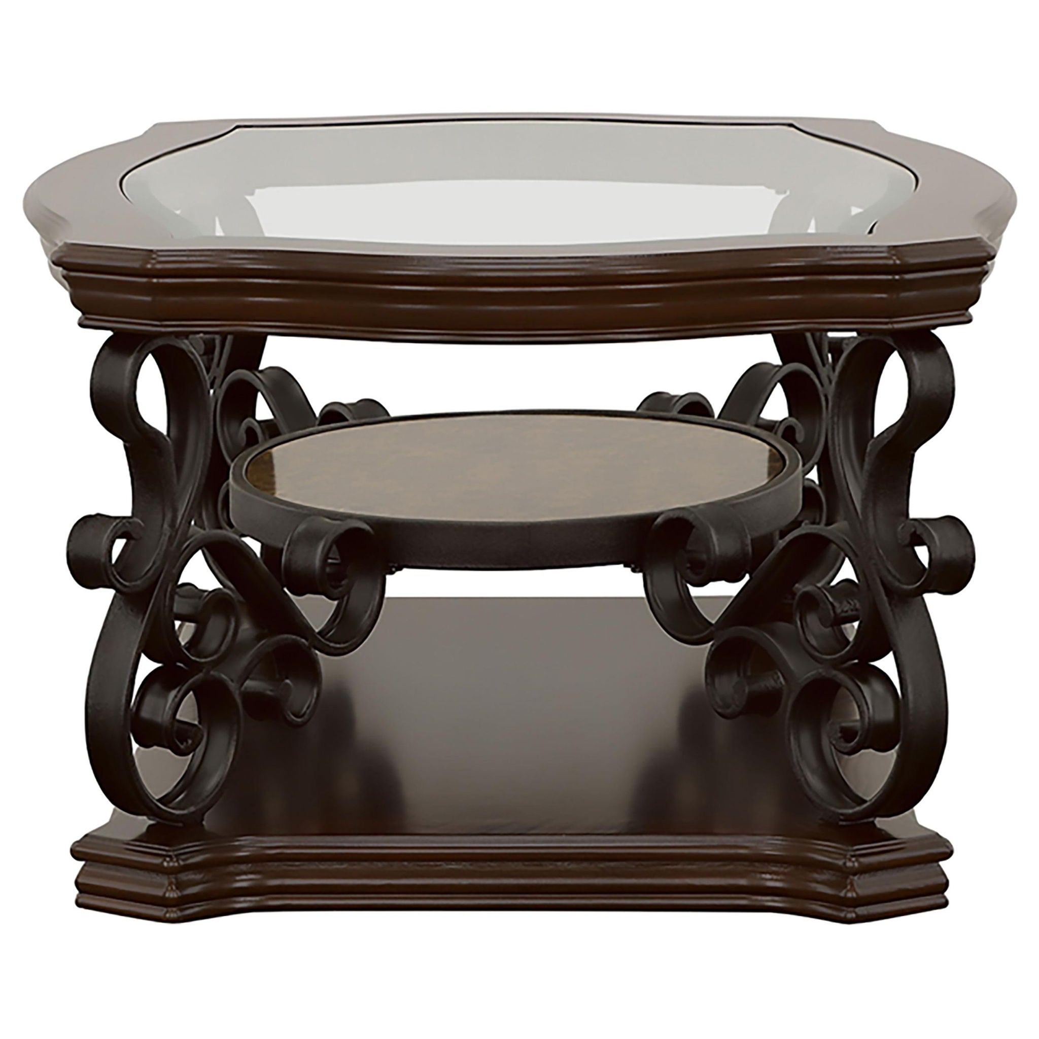 Laney 1-shelf Glass Top Rectangular Coffee Table Deep Merlot