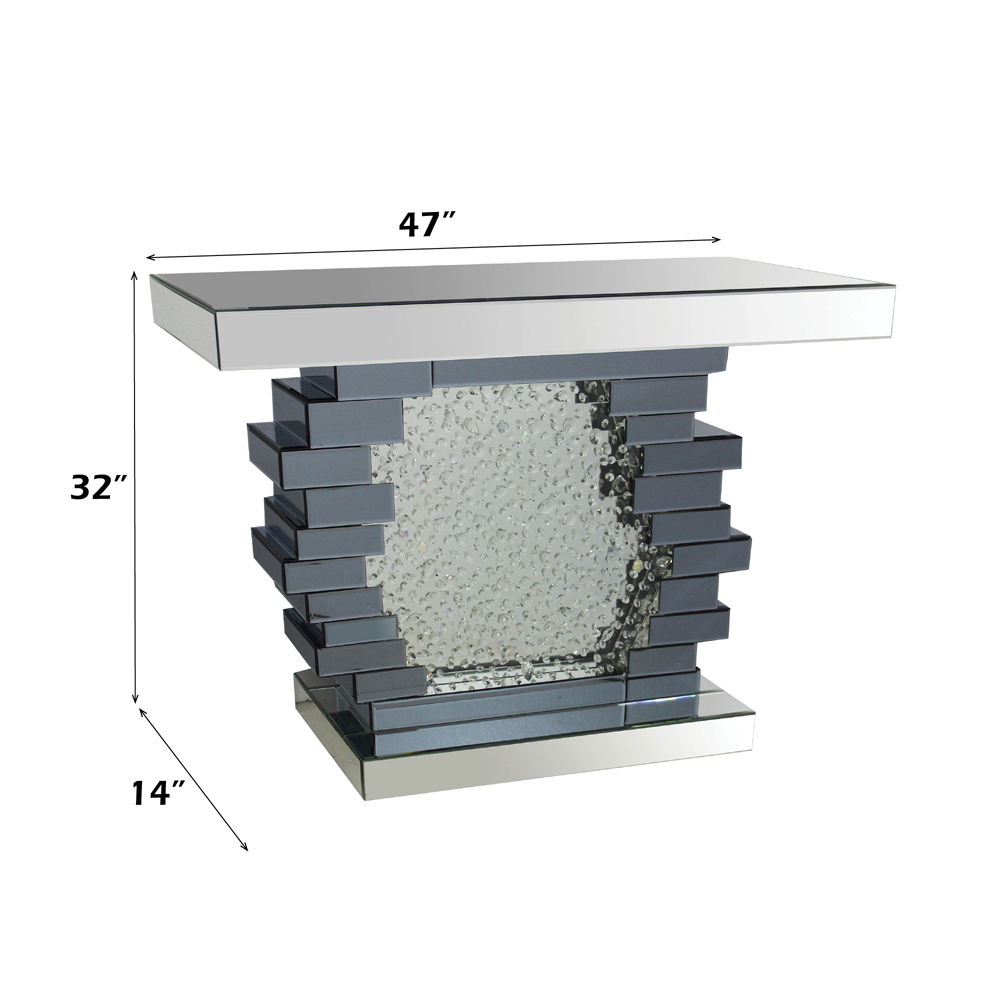 Nysa - 47" X 14" Console Table - Mirrored & Faux Crystals