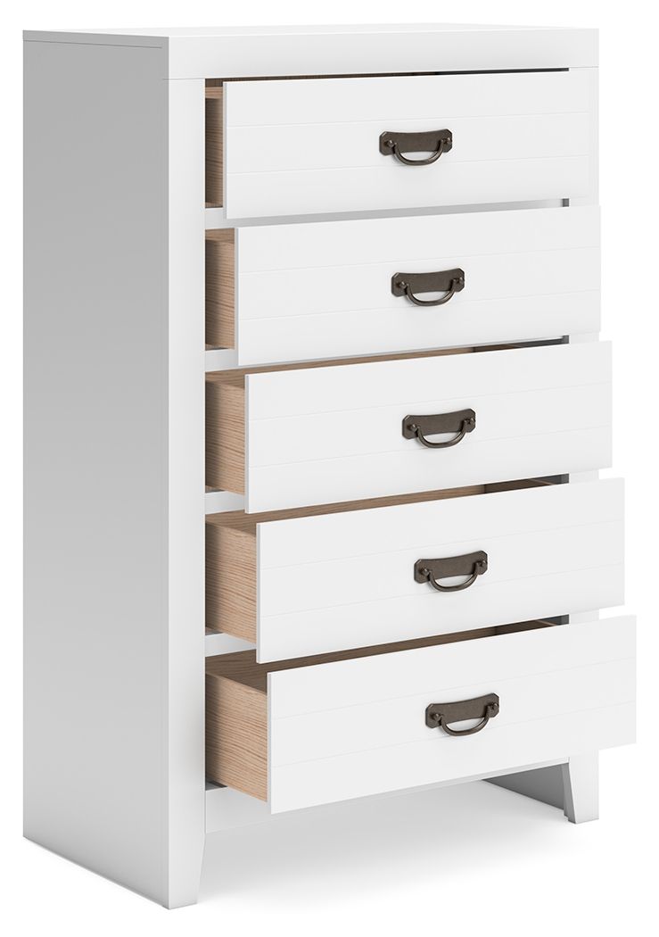Signature Design by Ashley® Binterglen - White - Five Drawer Chest | Meri Furniture
