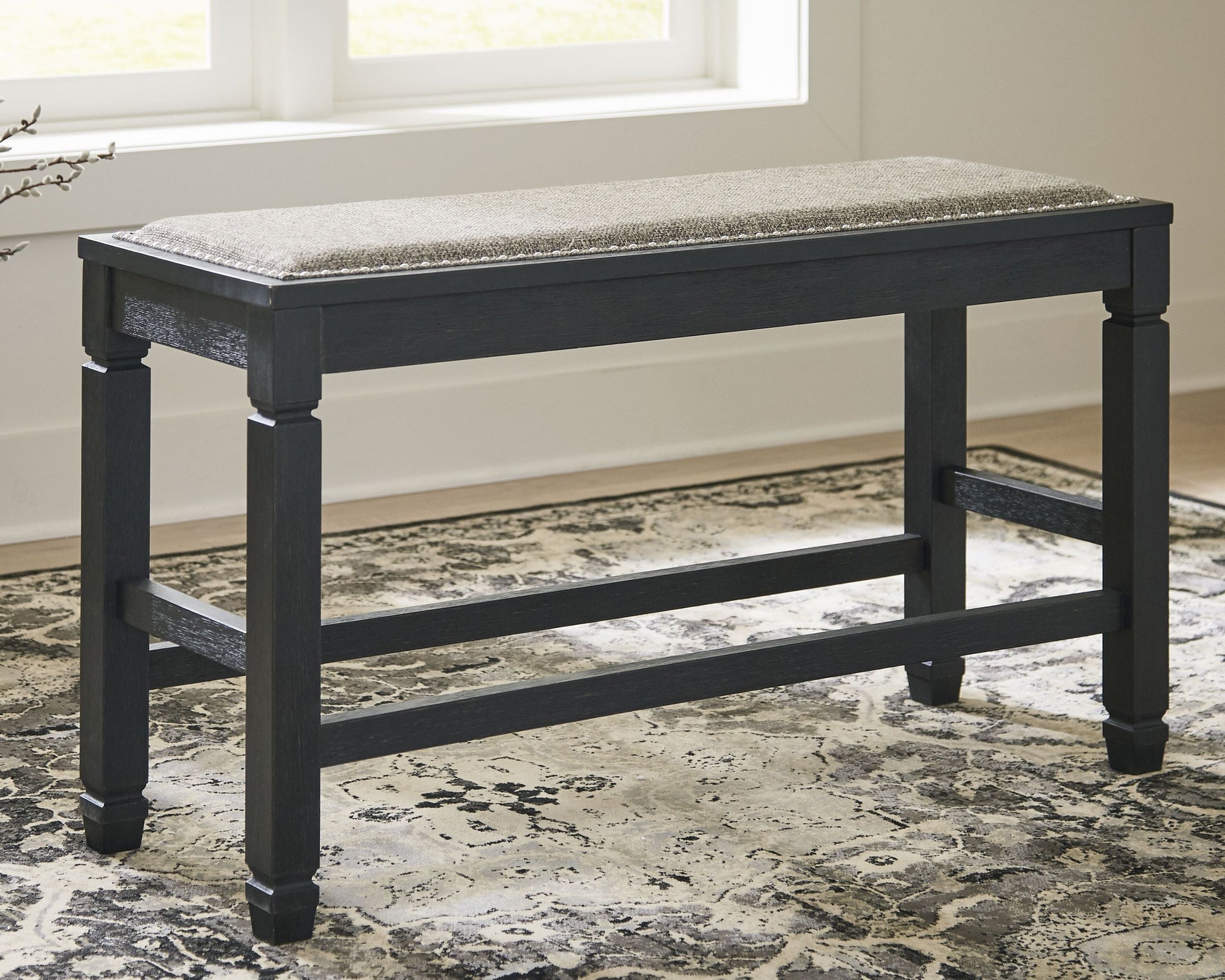 Ashley Furniture Tyler - Antique Black - Dbl Counter Uph Bench | Meri Furniture