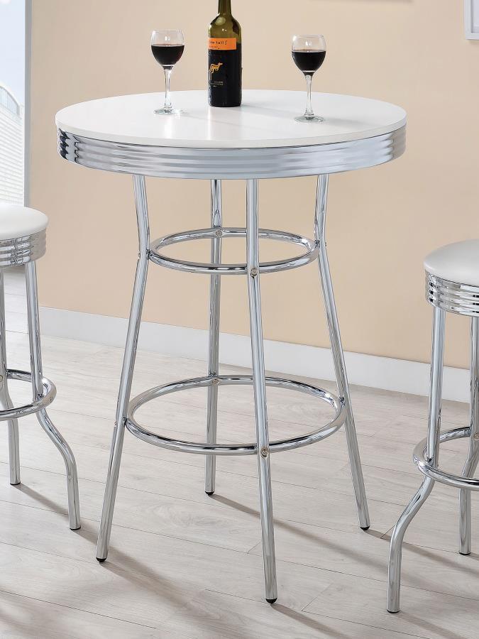 Coaster Fine Furniture Retro - Round 30" 1950's Bistro Pub Height Bar Table | Meri Furniture