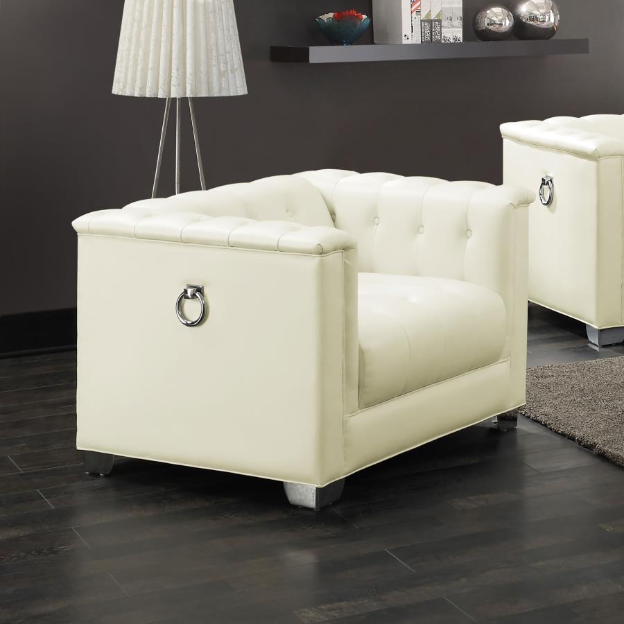 Coaster Fine Furniture Chaviano - Upholstered Track Arm Accent Chair - Pearl White | Meri Furniture
