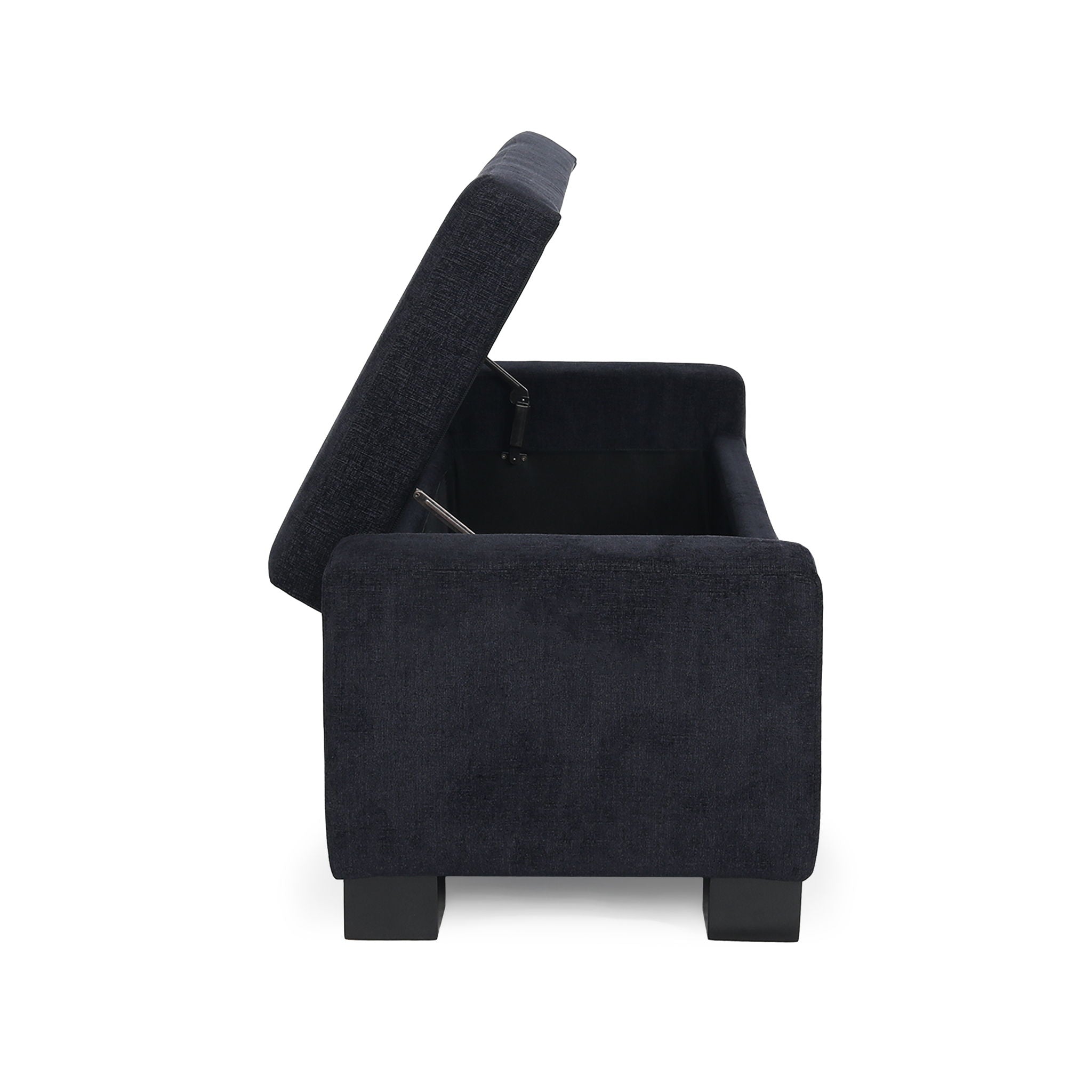 Textured Fabric Ottoman Bench With Hinged Lid