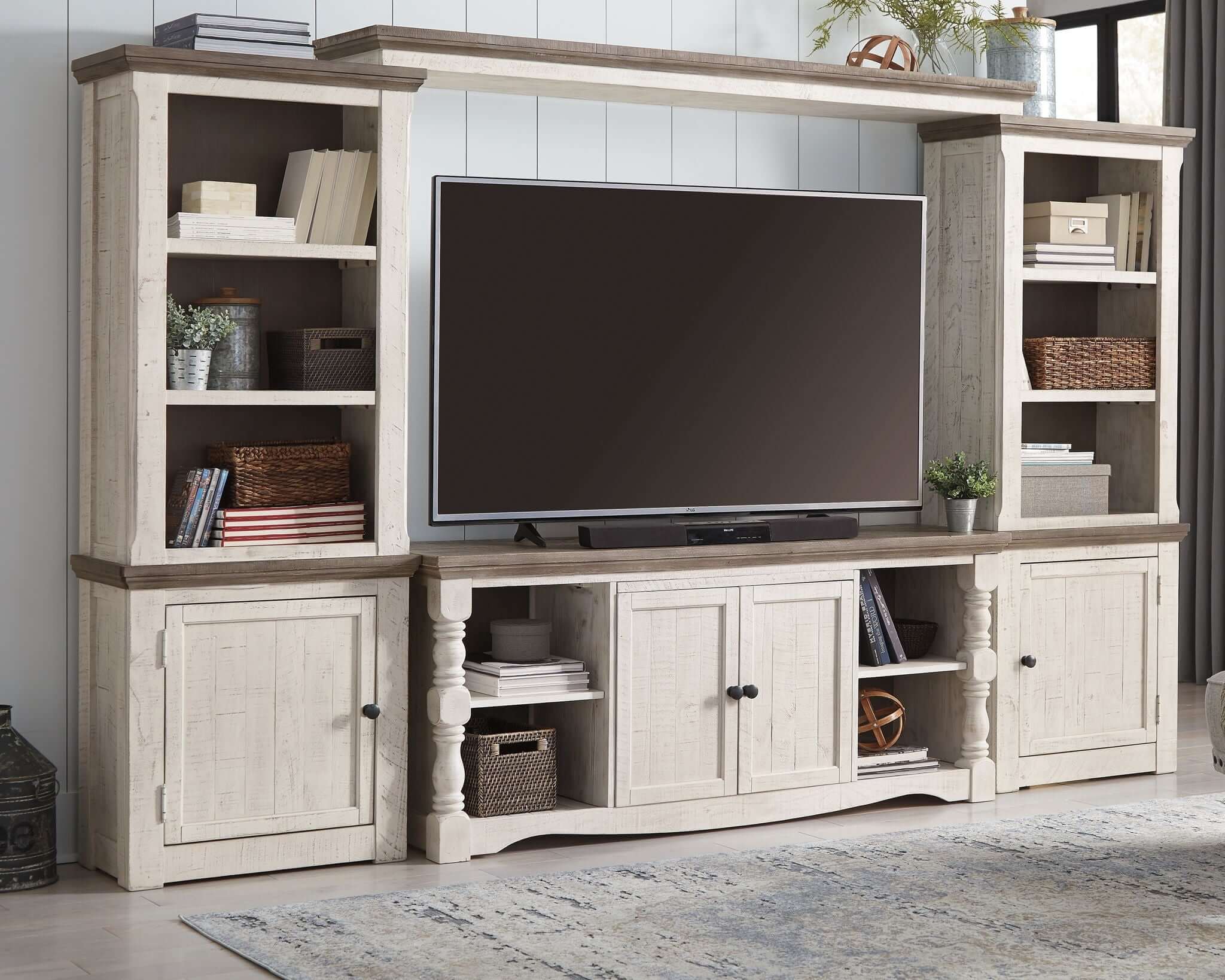 Havalance - 4 Pc. - Entertainment Center - 67" TV Stand - Brown / Beige