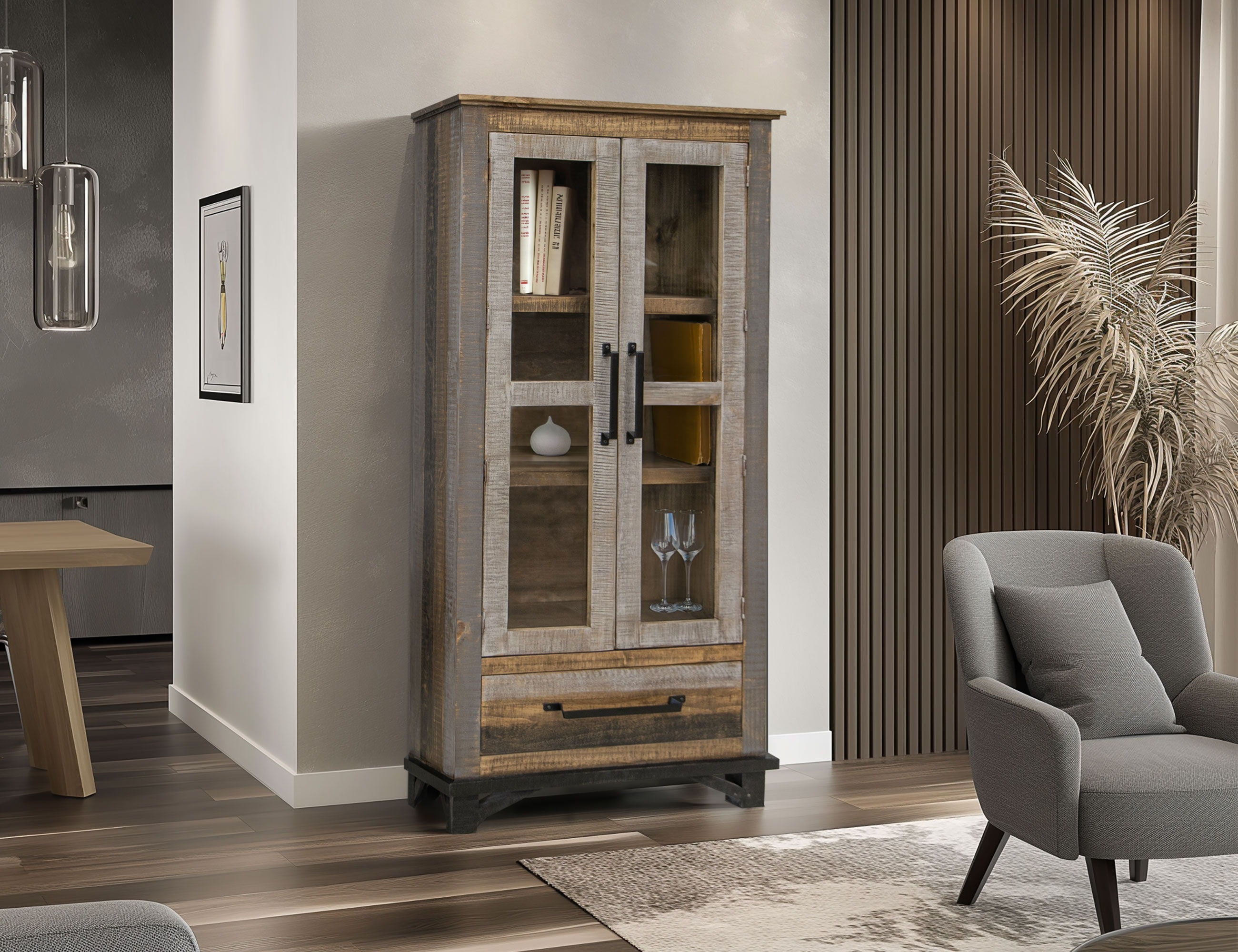International Furniture Direct Loft Brown - Cabinet - Two Tone Gray / Brown | Meri Furniture
