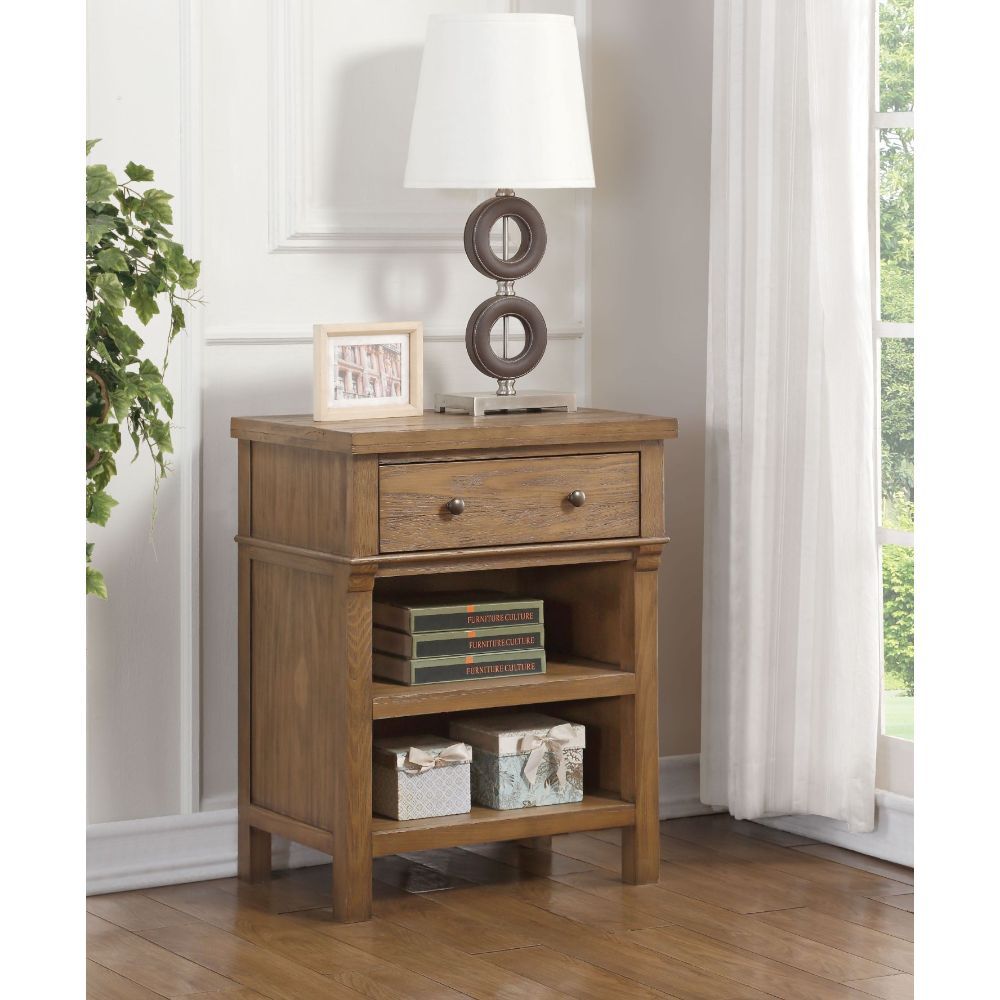 ACME Inverness - Nightstand - Reclaimed Oak - 30" | Meri Furniture