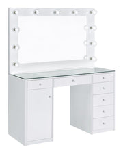 Coaster Fine Furniture Acena - 7-Drawer Vanity Set With Lighting - White High Gloss | Meri Furniture