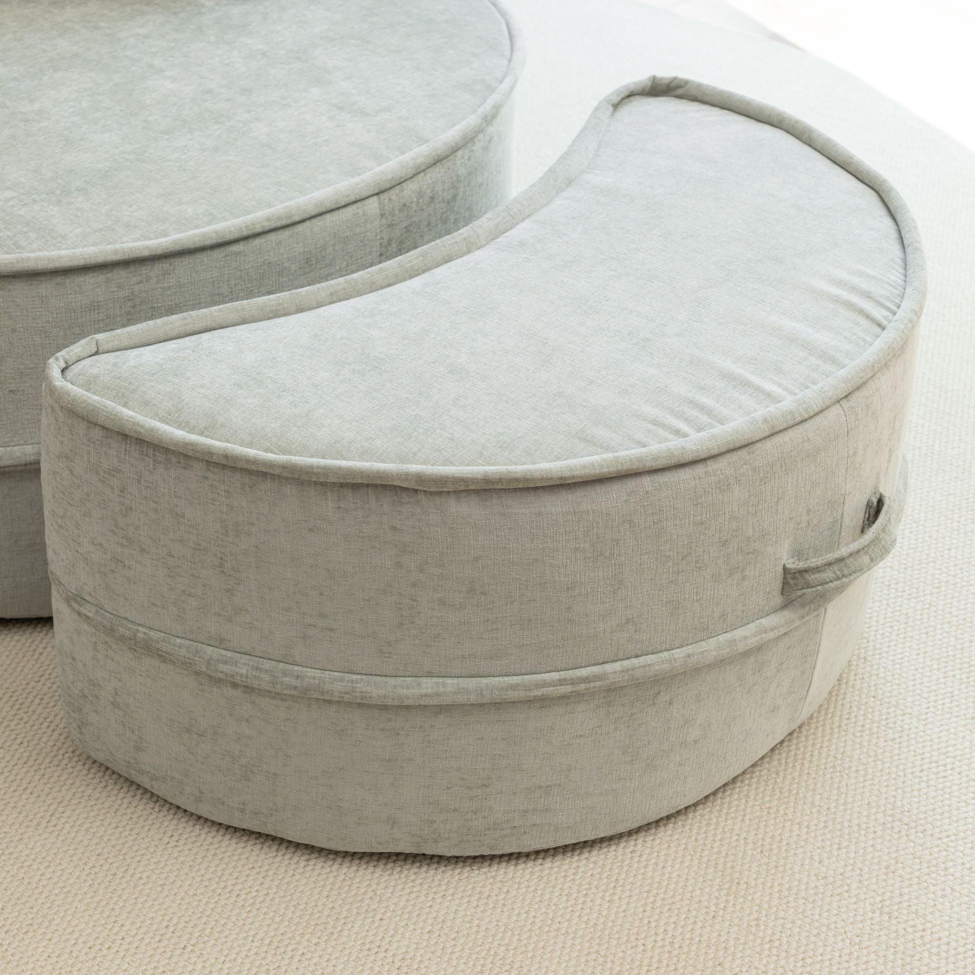 Modern Oversized Round Barrel Accent Chair With Ottoman