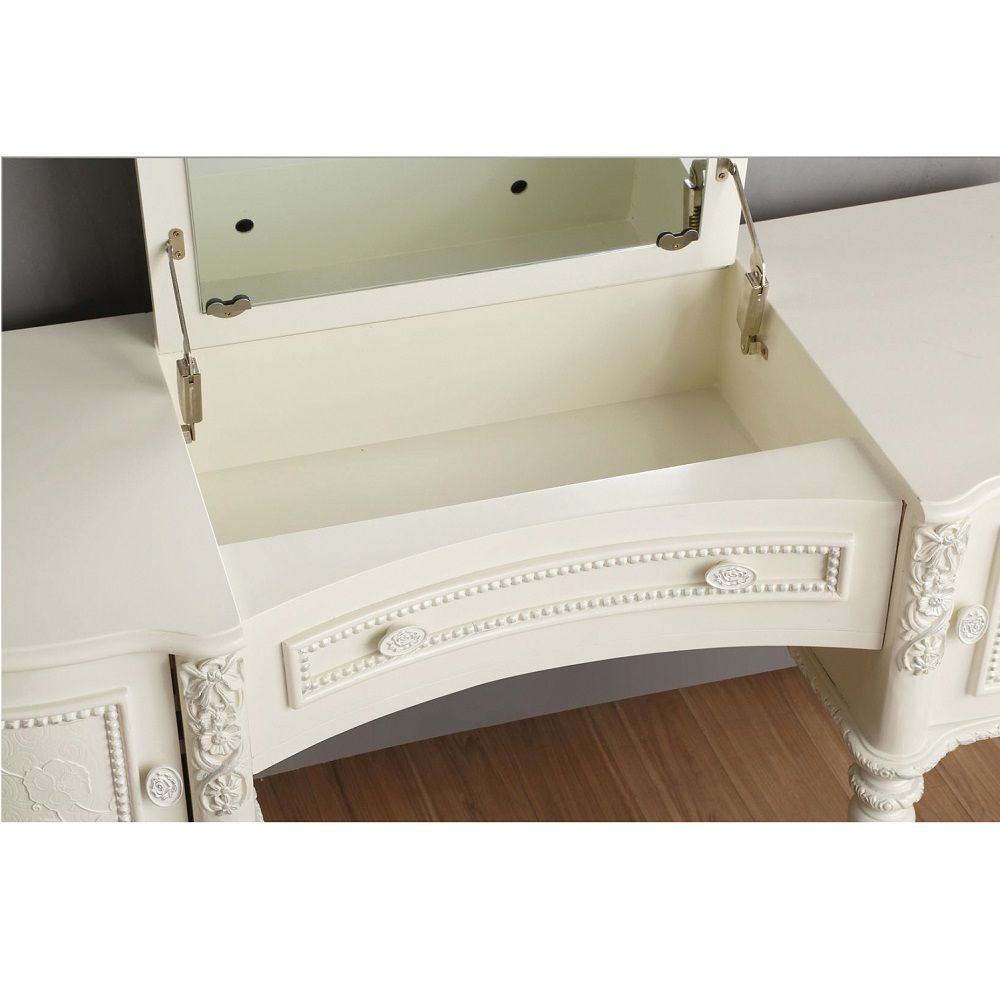 ACME Dorothy - Vanity Desk & Mirror - Ivory | Meri Furniture
