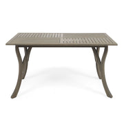 Transitional Acacia Wood Dining Table With Slat Panel Top - Gray