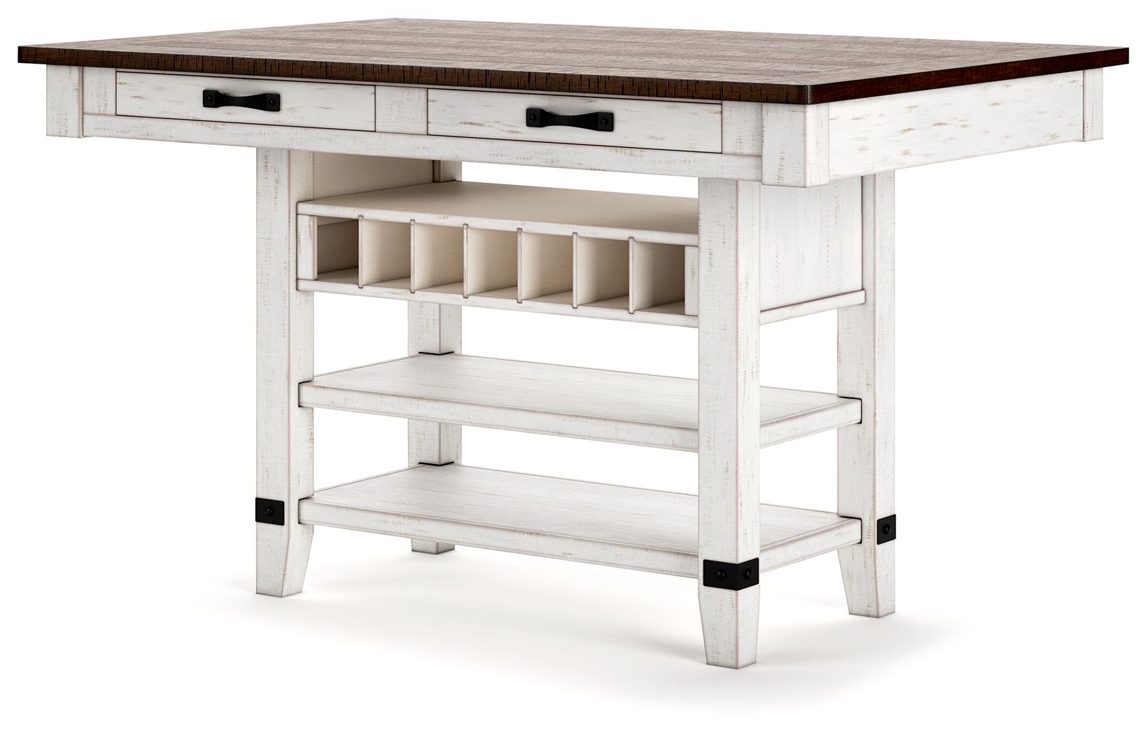 Signature Design by Ashley® Valebeck - Rect Dining Room Counter Table With Wine Rack | Meri Furniture