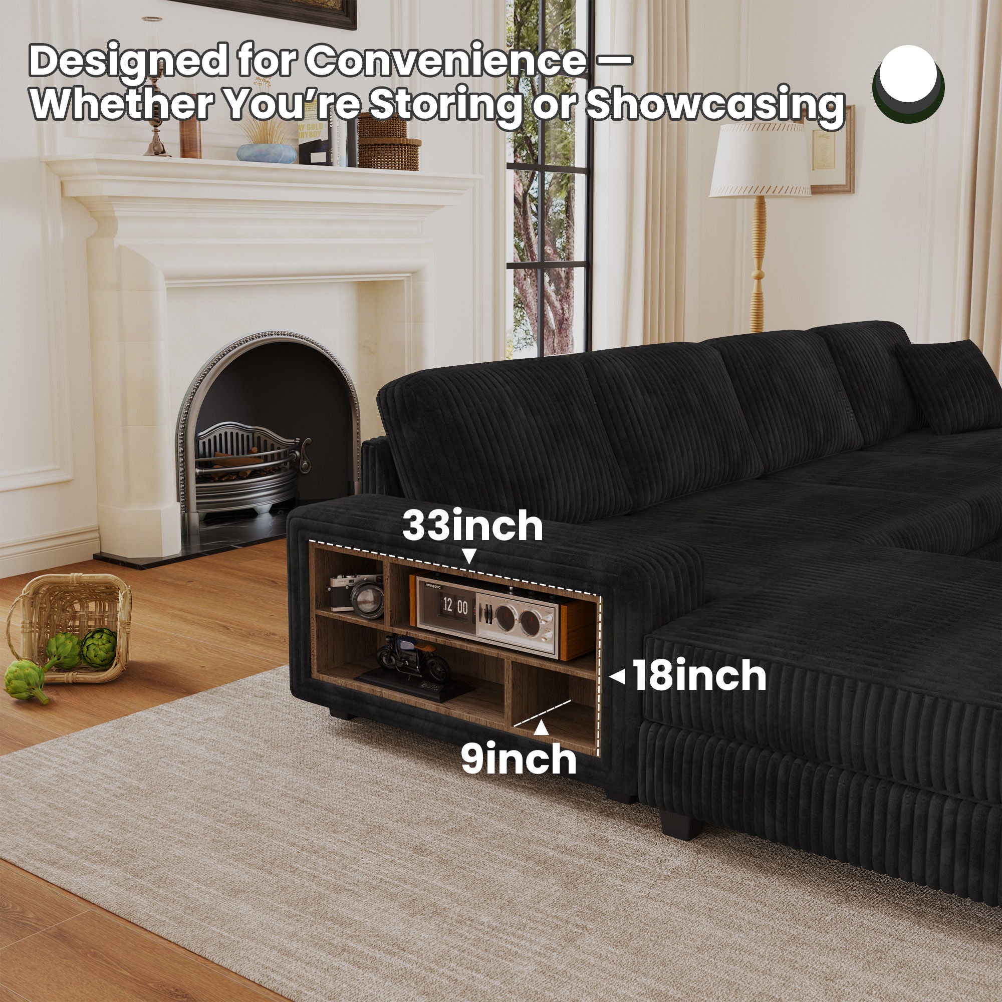 U-Shaped Convertible Sofa, 4 Seater Large Living Room Lounge