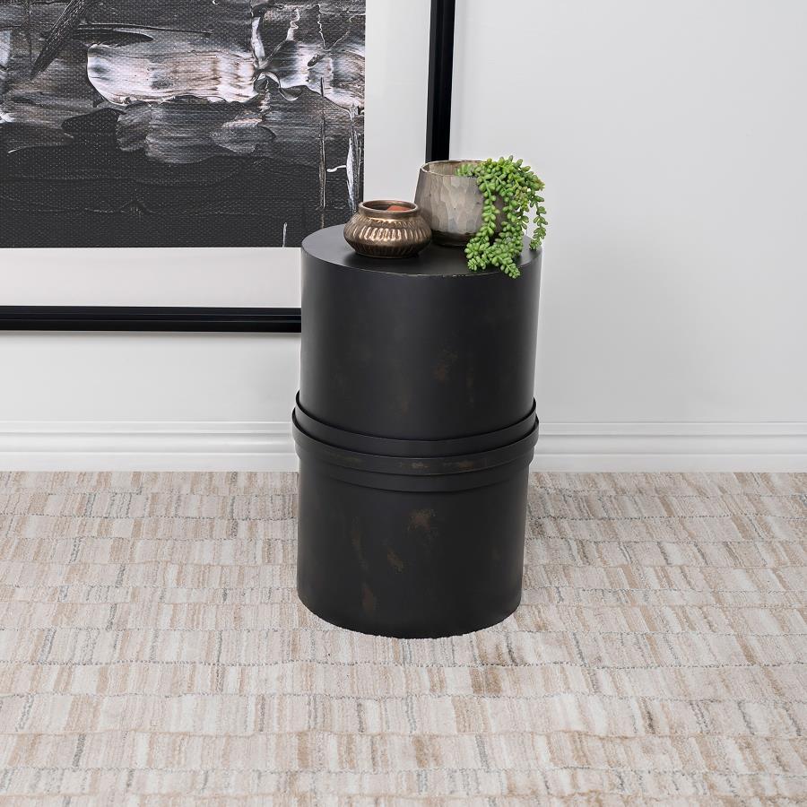 Coaster Fine Furniture Bryce - Round Metal Accent Side Table - Rustic Black | Meri Furniture