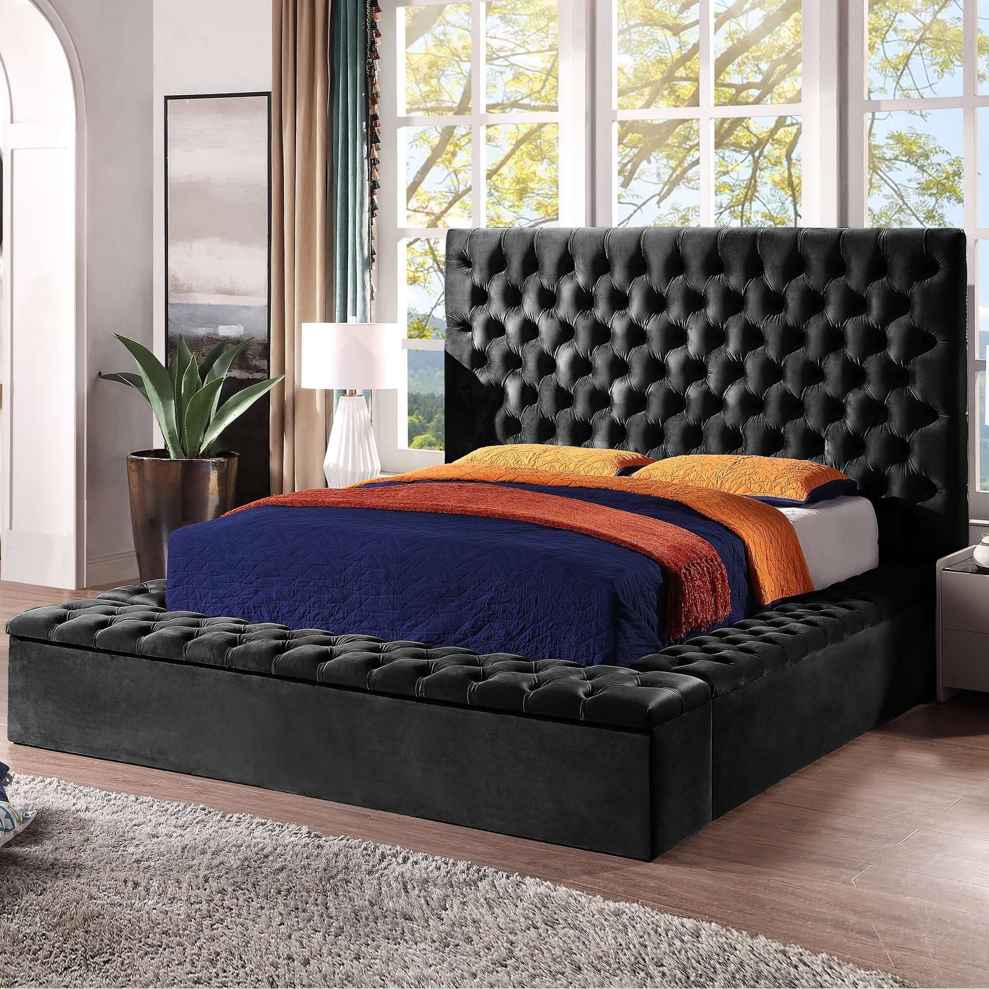 Queen Bed with Solid Wood Frame