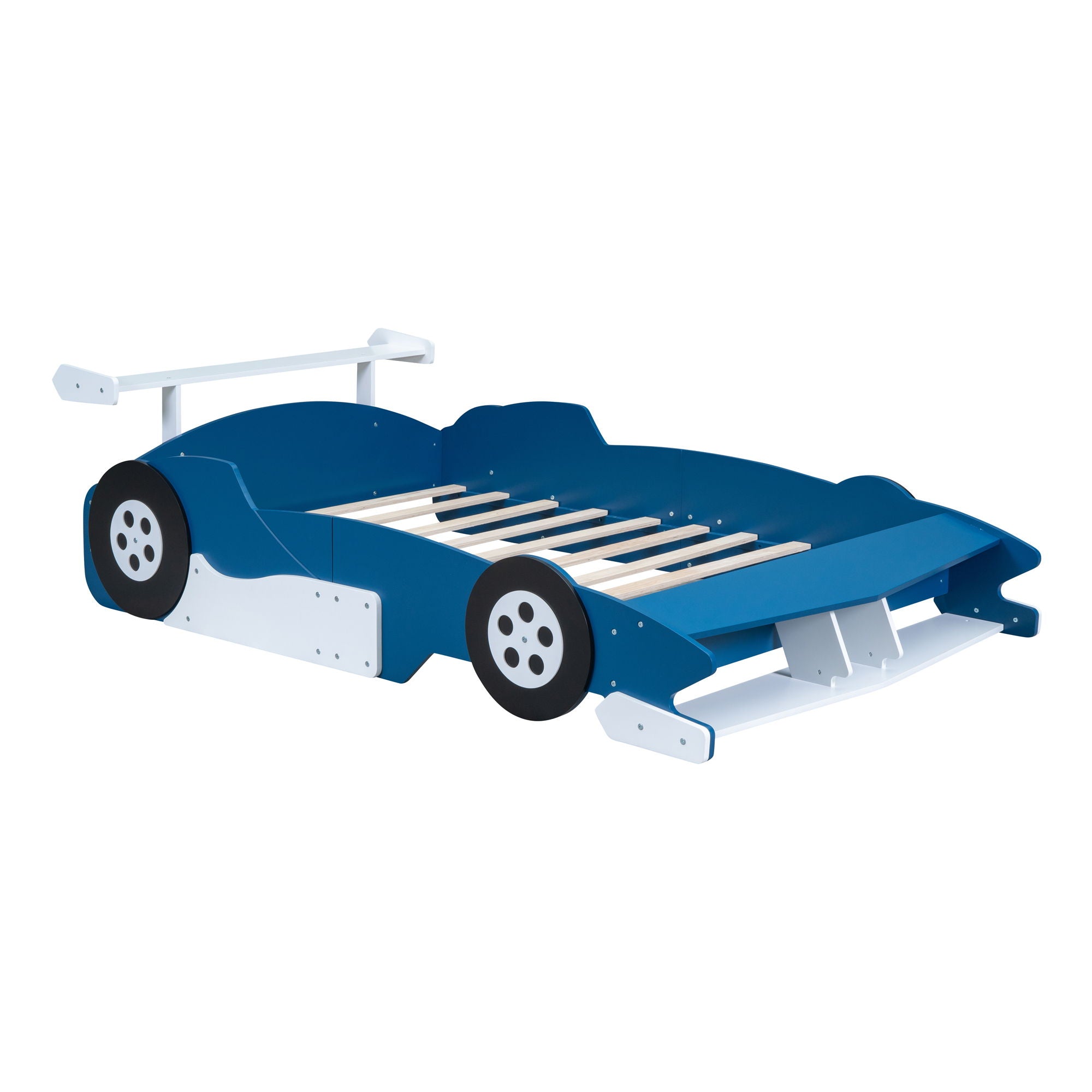 Race Car-Shaped Platform Bed With Wheels
