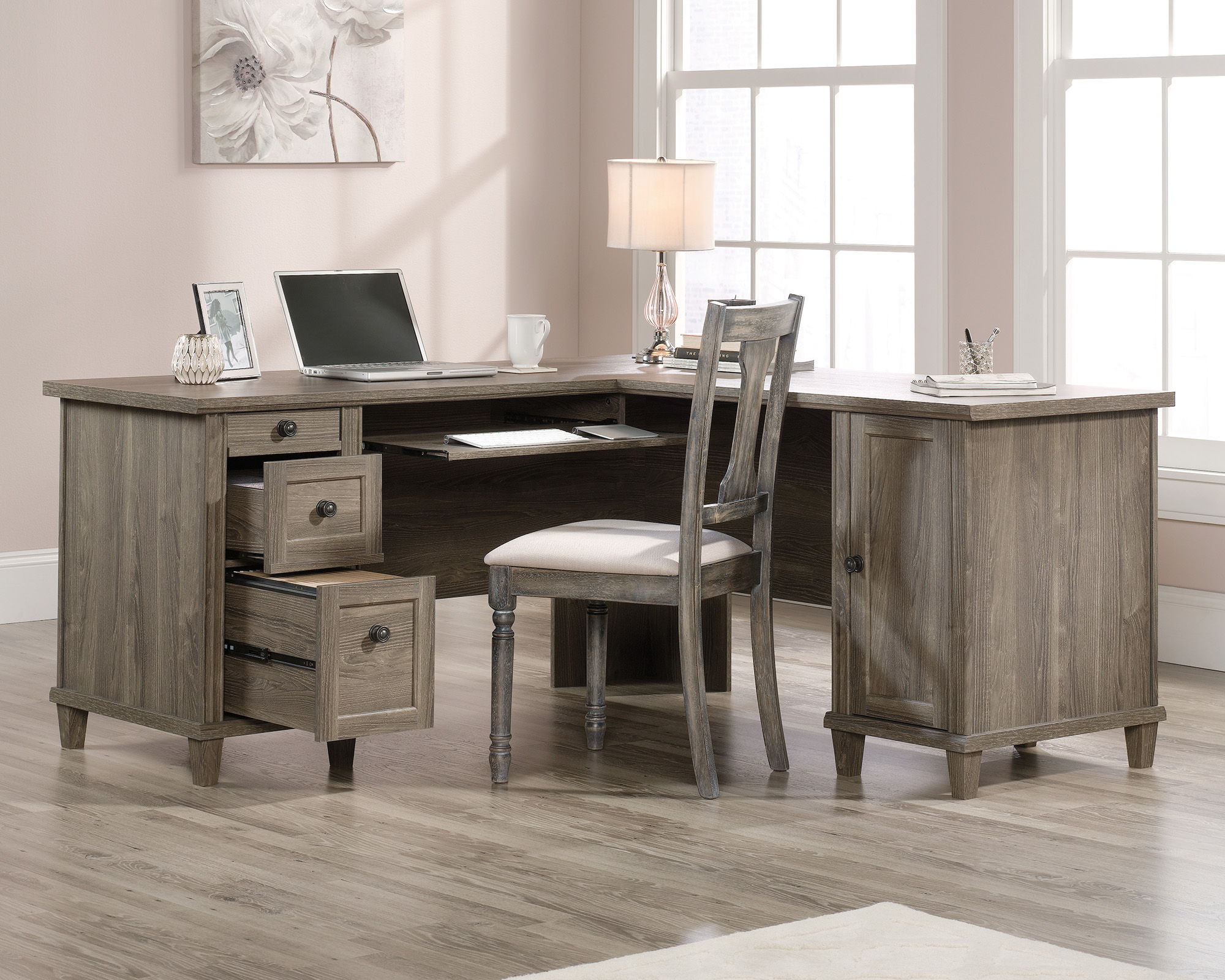 L-Shaped Desk in Emery Oak