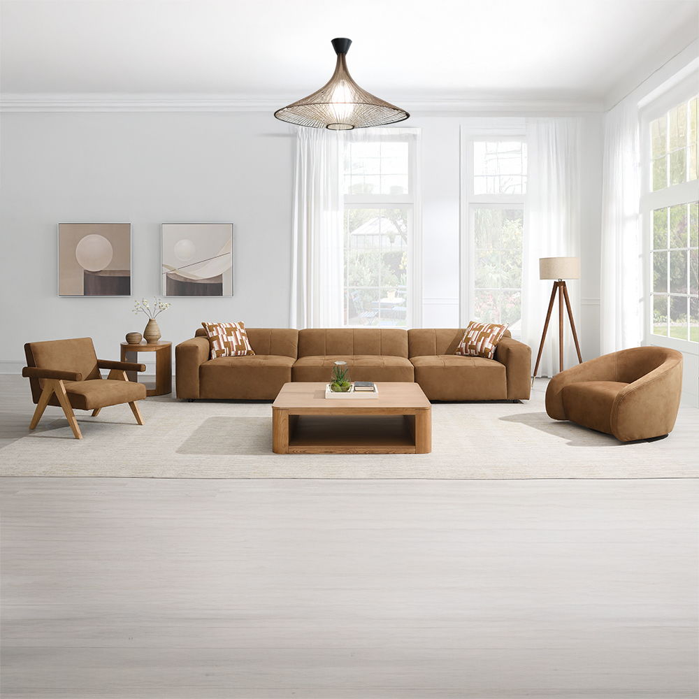 Zoey - Accent Chair - Chocolate Suede & Oak