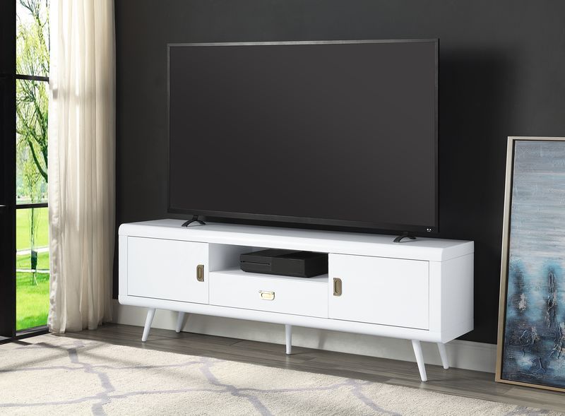 ACME Pagan - TV Stand - White High Gloss Finish | Meri Furniture