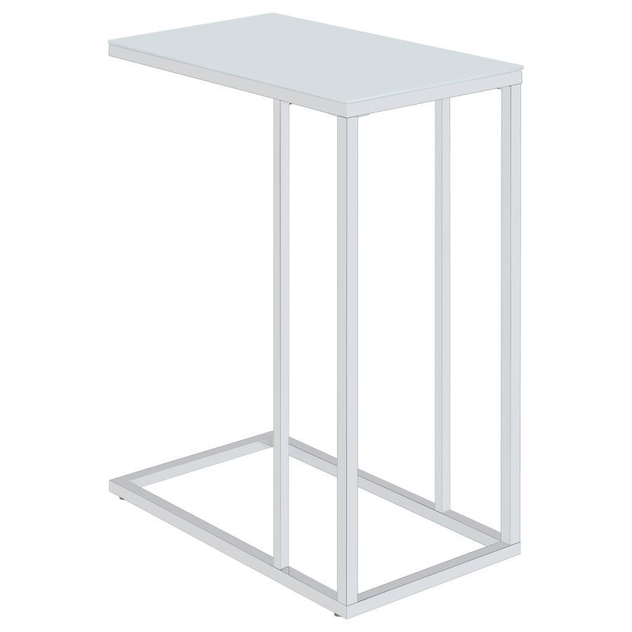 Coaster Fine Furniture Stella - Glass Top C-Shaped Sofa Side Table - Chrome | Meri Furniture