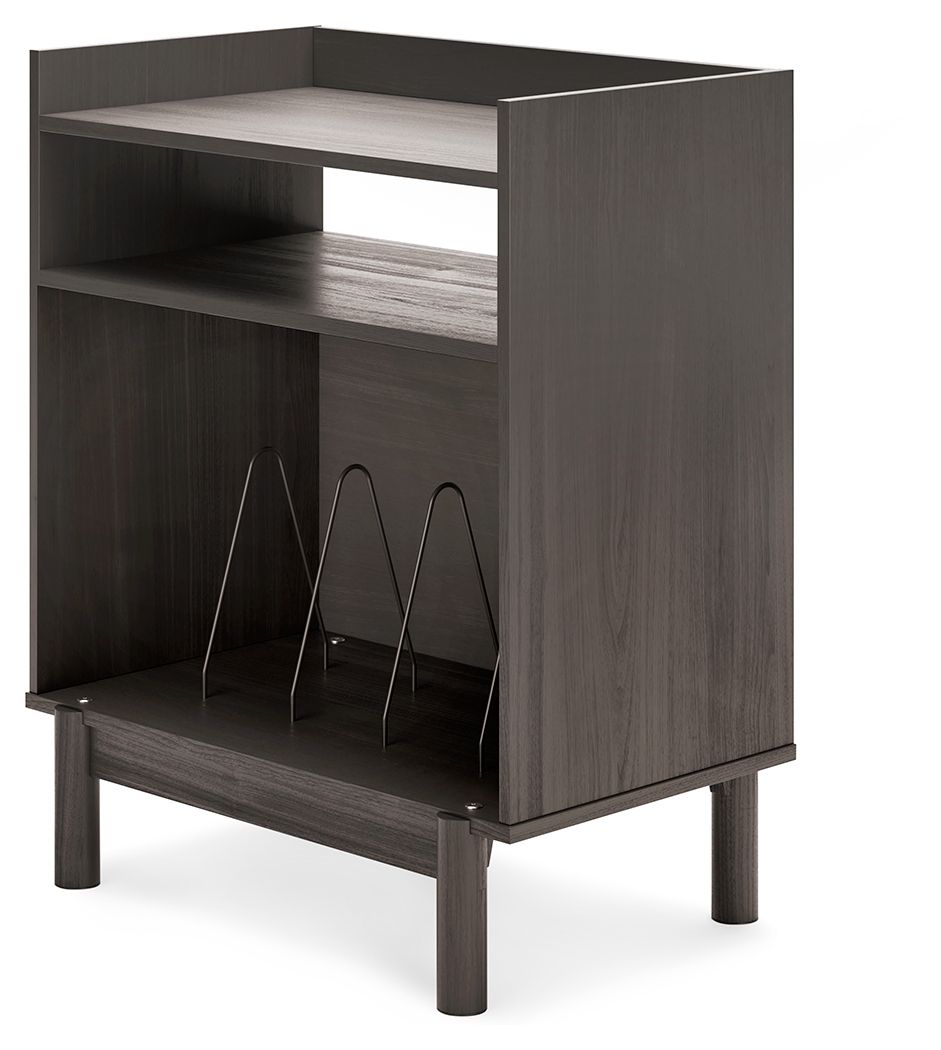 Signature Design by Ashley® Brymont - Dark Gray - Turntable Accent Console | Meri Furniture