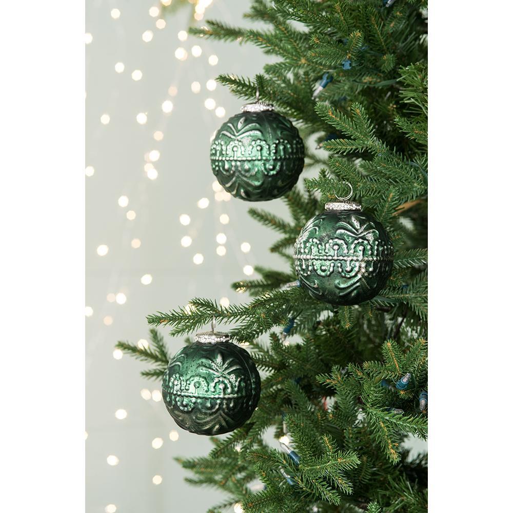 Christmas Ball Ornaments, Glass Decorative Hanging Ball Christmas Tree Ornaments, For Holiday Party Decorations (Set of 6) - Green
