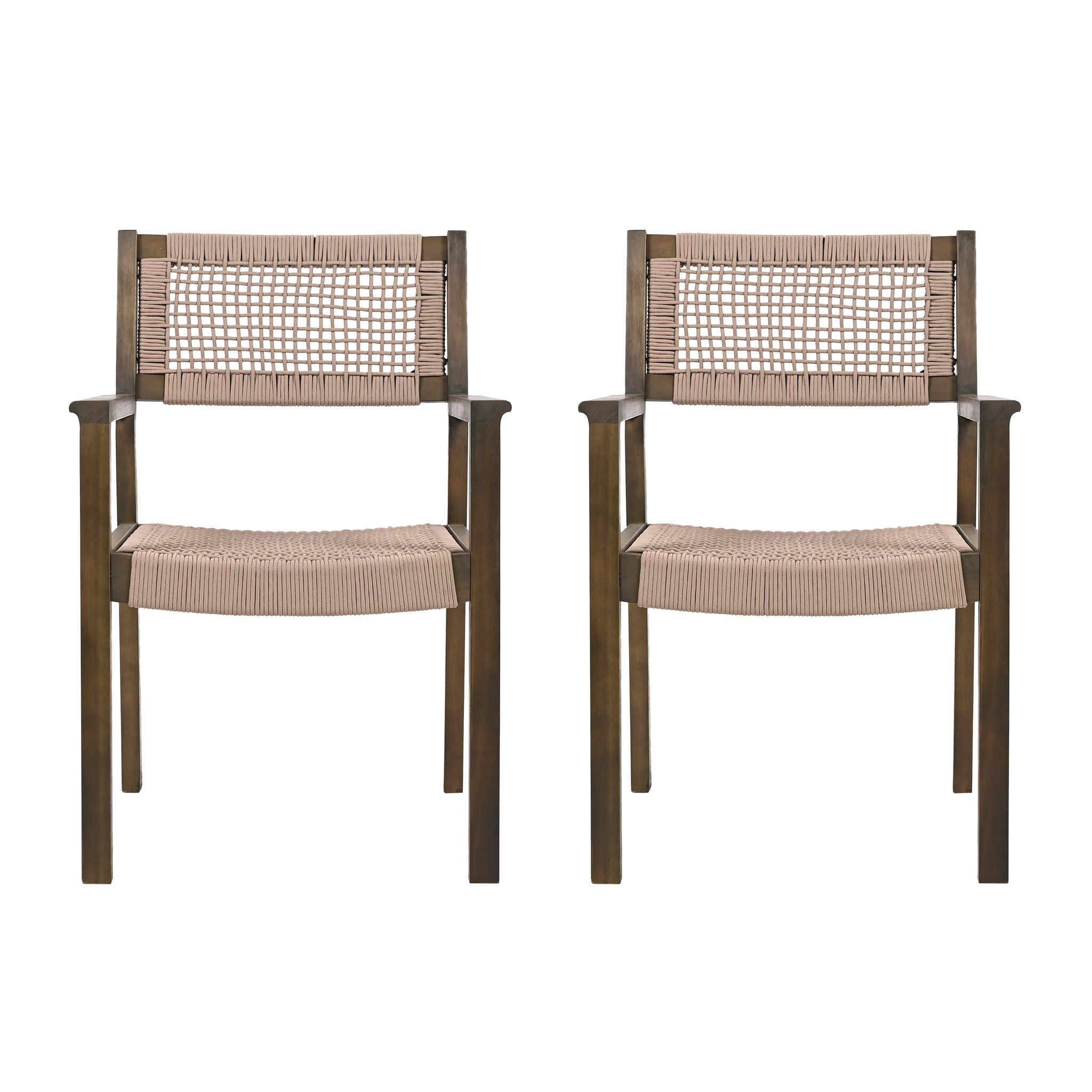 Outdoor Dining Chair (Set of 2), Patio Chairs - Gray / Light Brown