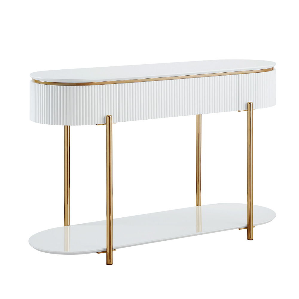 ACME Daveigh - Sofa Table - White High & Gold | Meri Furniture