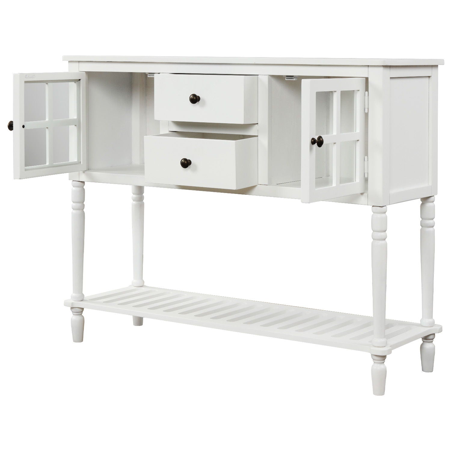 Hearth & Haven Stella Buffet Storage Cabinet With Bottom Shelf, White