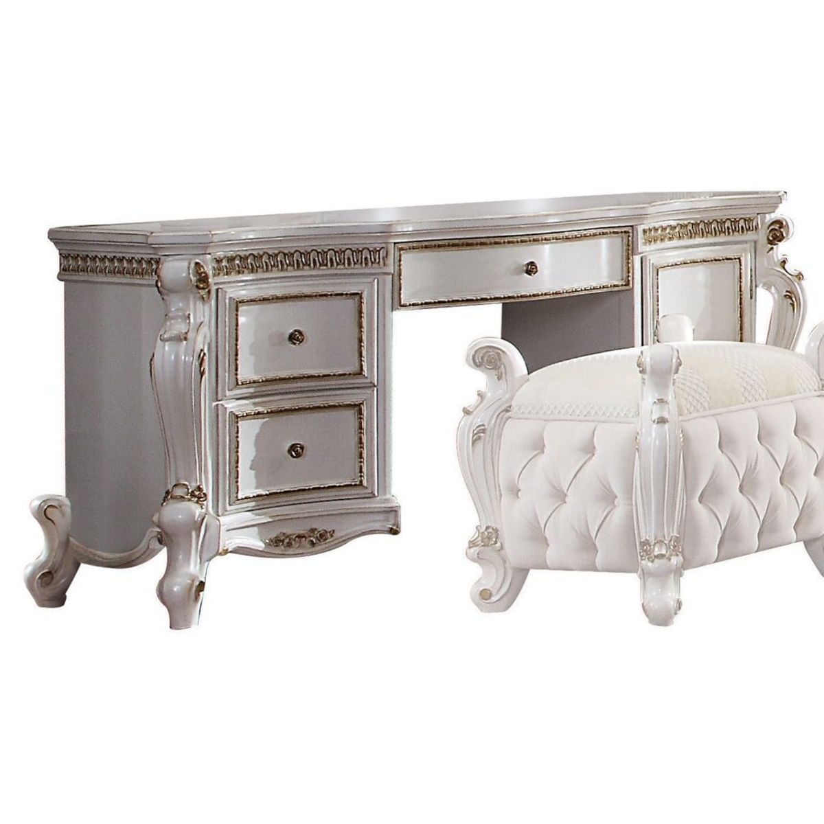 ACME Picardy - Vanity Desk - Antique Pearl | Meri Furniture
