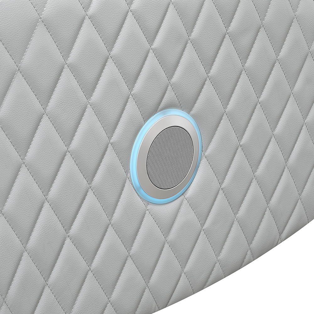 Elonzo - Power Motion Recliner With LED, Power Headrest & Speaker - Light Gray