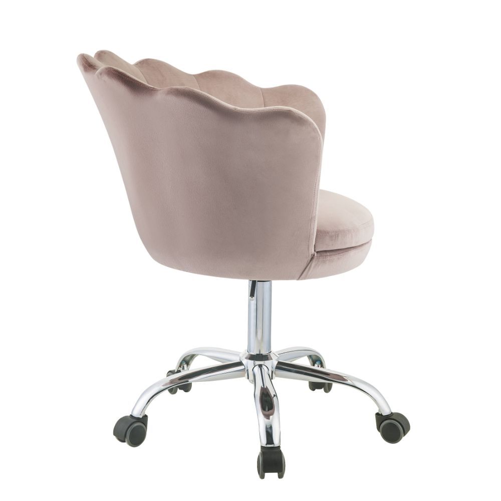 ACME Micco - Office Chair - Rose Quartz Velvet & Chrome | Meri Furniture