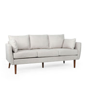 Diaphanous - Upholstered 3 Seater Sofa With 2 Accent Pillows And Wood Legs
