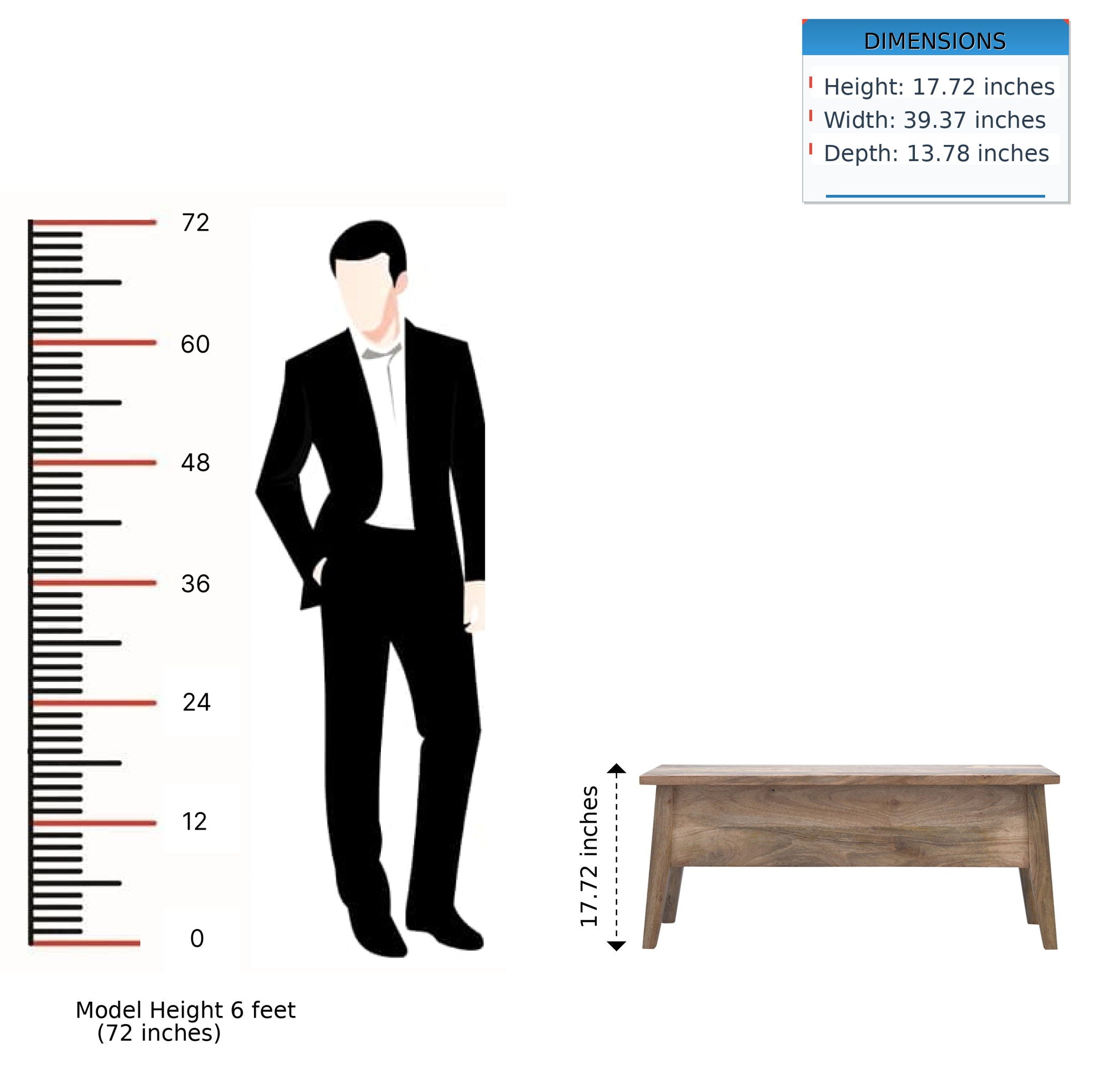 Lid Up Storage Bench - Oak