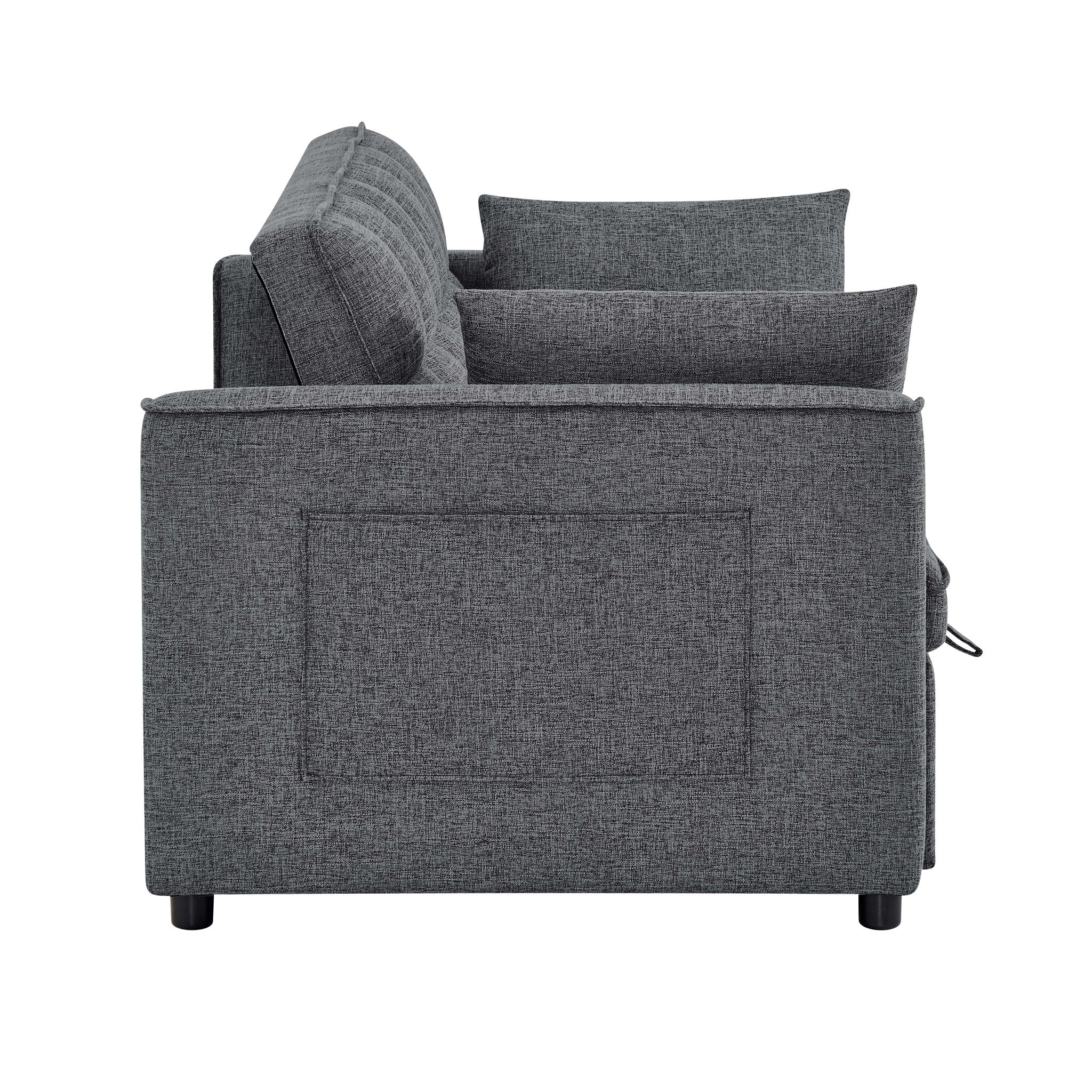 Sienna - Tufted Convertible Sleeper Sofa With Chaise - Gray