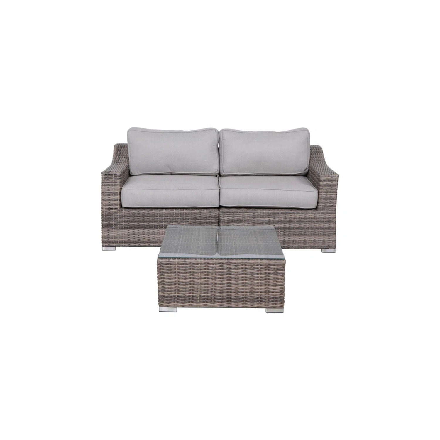Outdoor Wicker Conversation Set With Cushions, All Weather