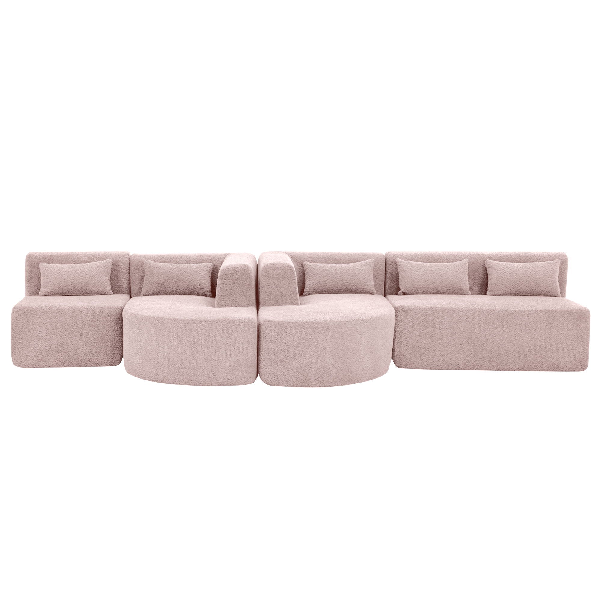 Upholstered Sofa Free Combined Sofa Couch With 2 Chaise Lounge And Five Back Pillows For Living Room