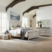 Liberty Furniture Heartland - 3 Piece Bedroom Set (California King Panel Bed, Dresser & Mirror) - White | Meri Furniture