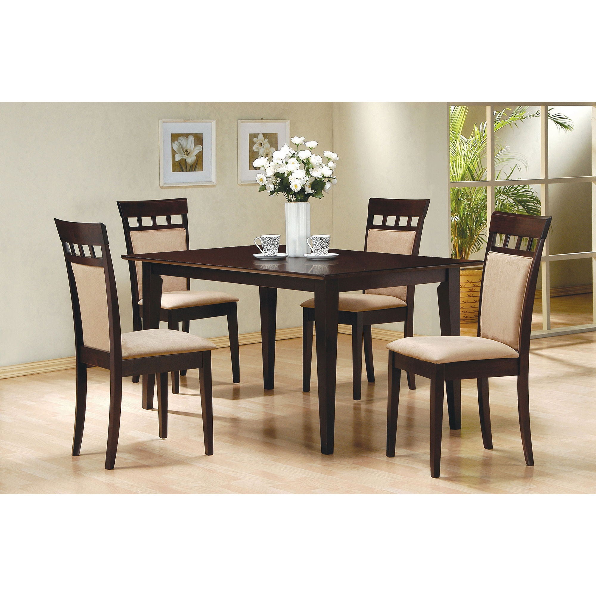 Gianna - 5 Piece Rectangular Dining Set With Table Upholstered Chairs - Cappuccino