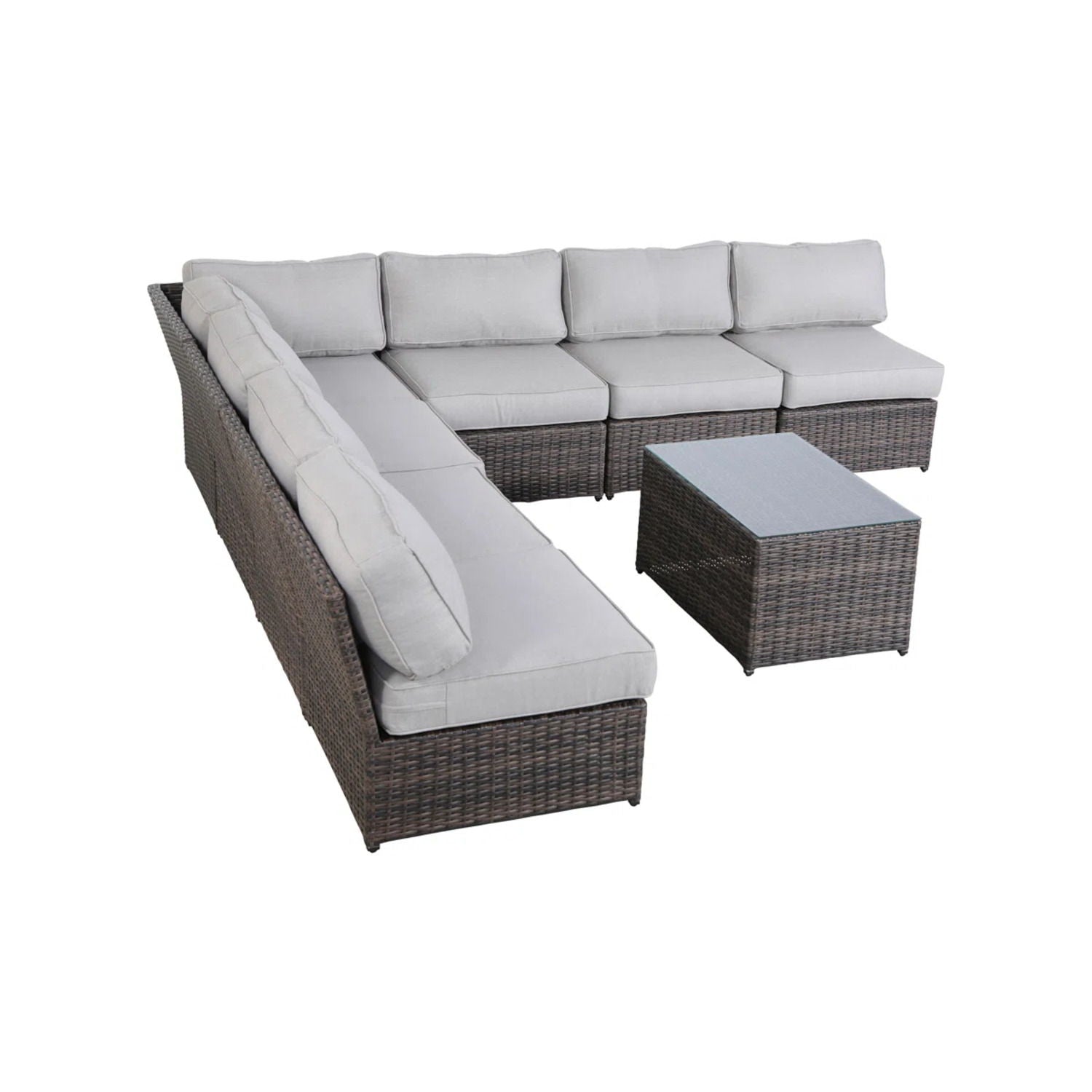 Comfortable Modern Patio Rattan Sectional Set With Cushions