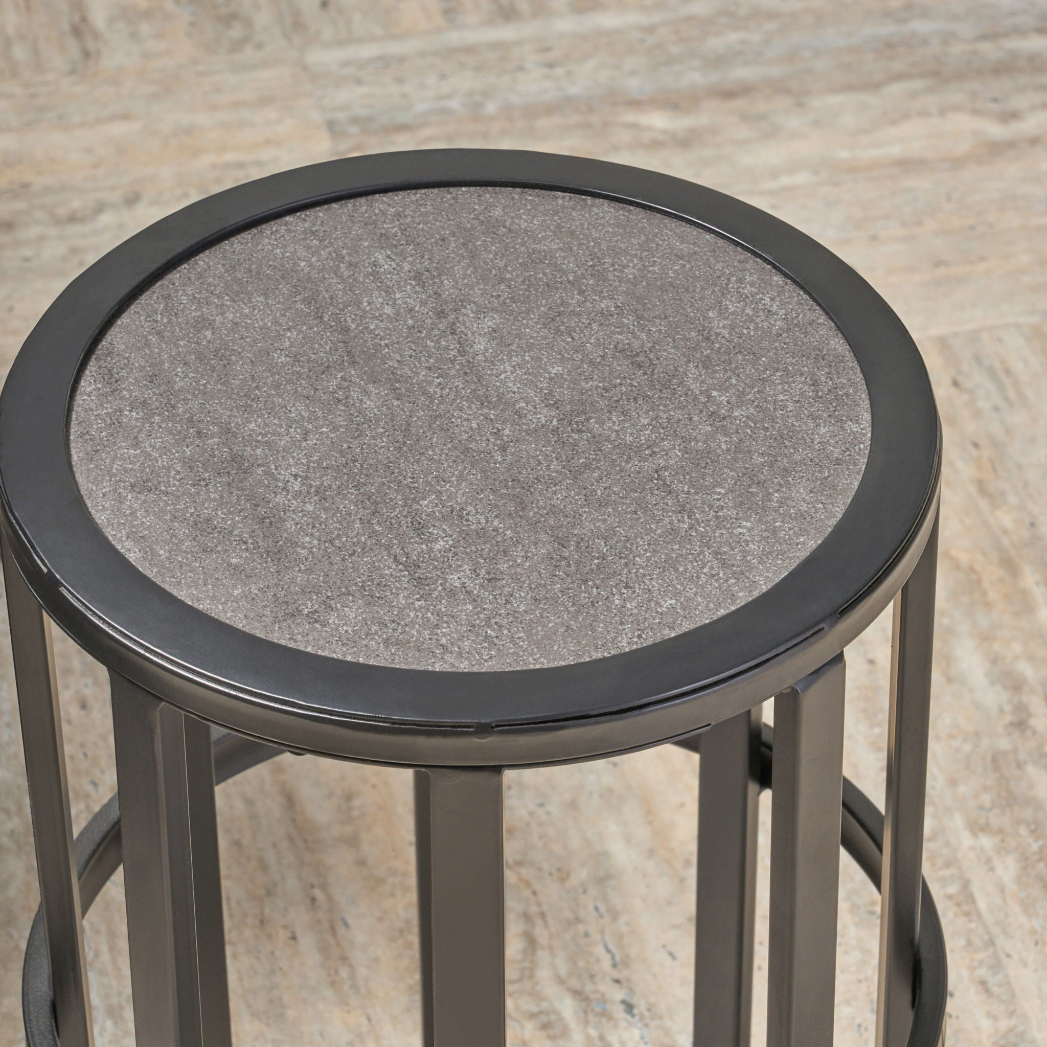 Outdoor Powder Coated Side Table - Gray