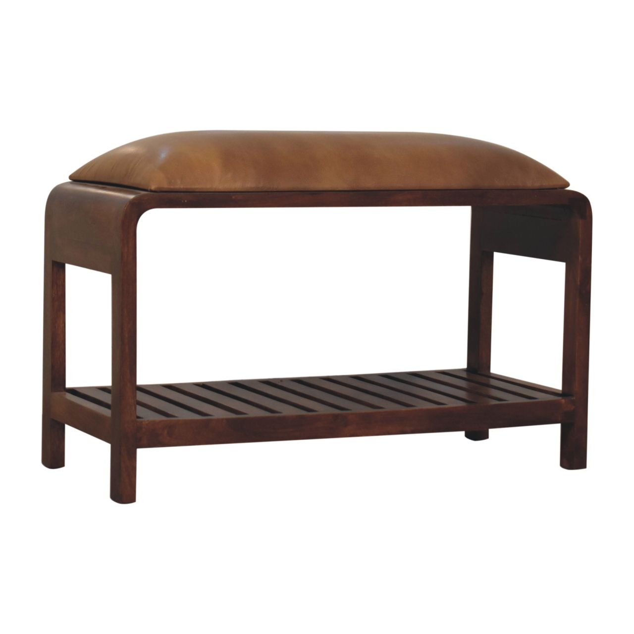 Buffalo - Slatted Square Bench - Brown