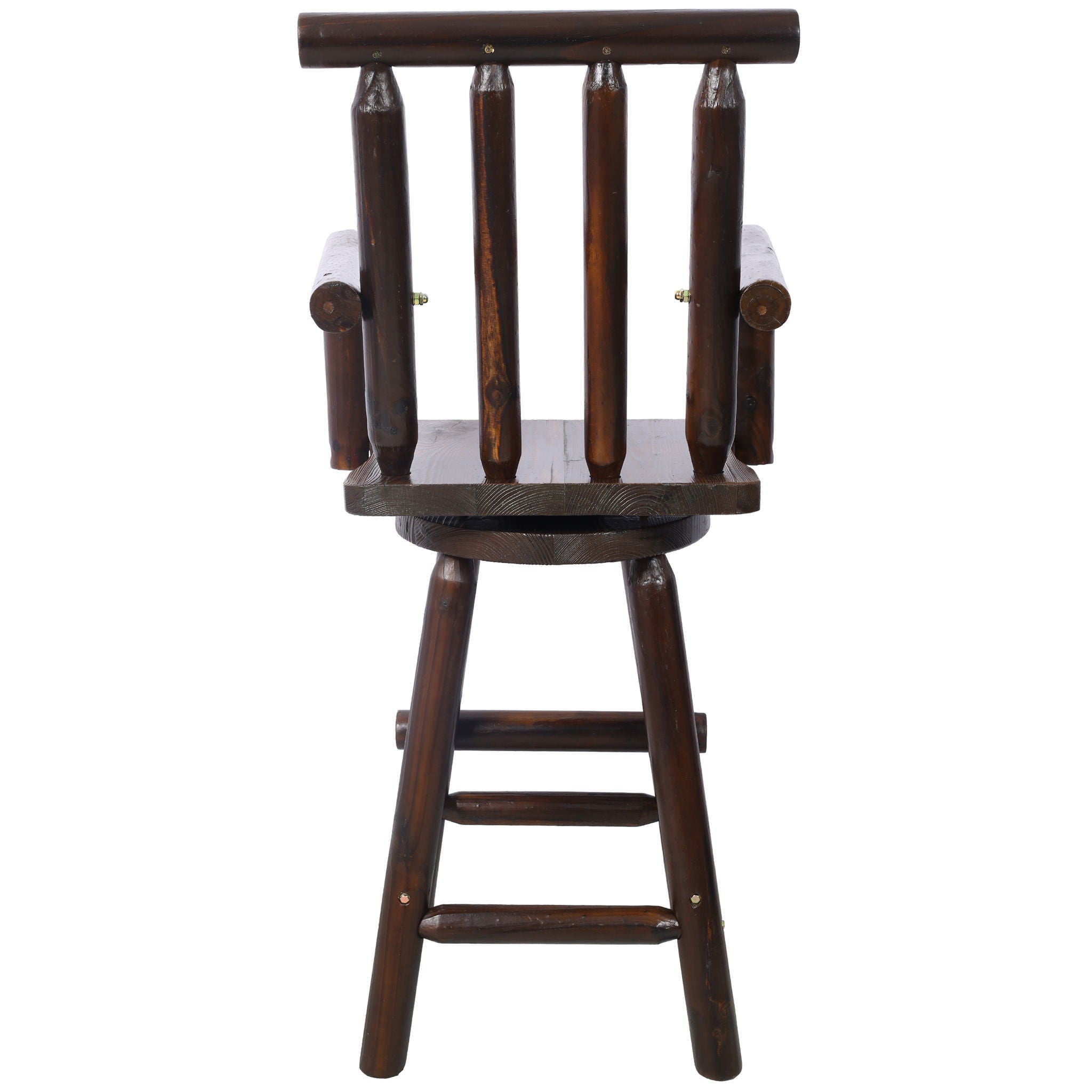 Rustic Bar Stool, Fir Wood Construction, Wide Armrest