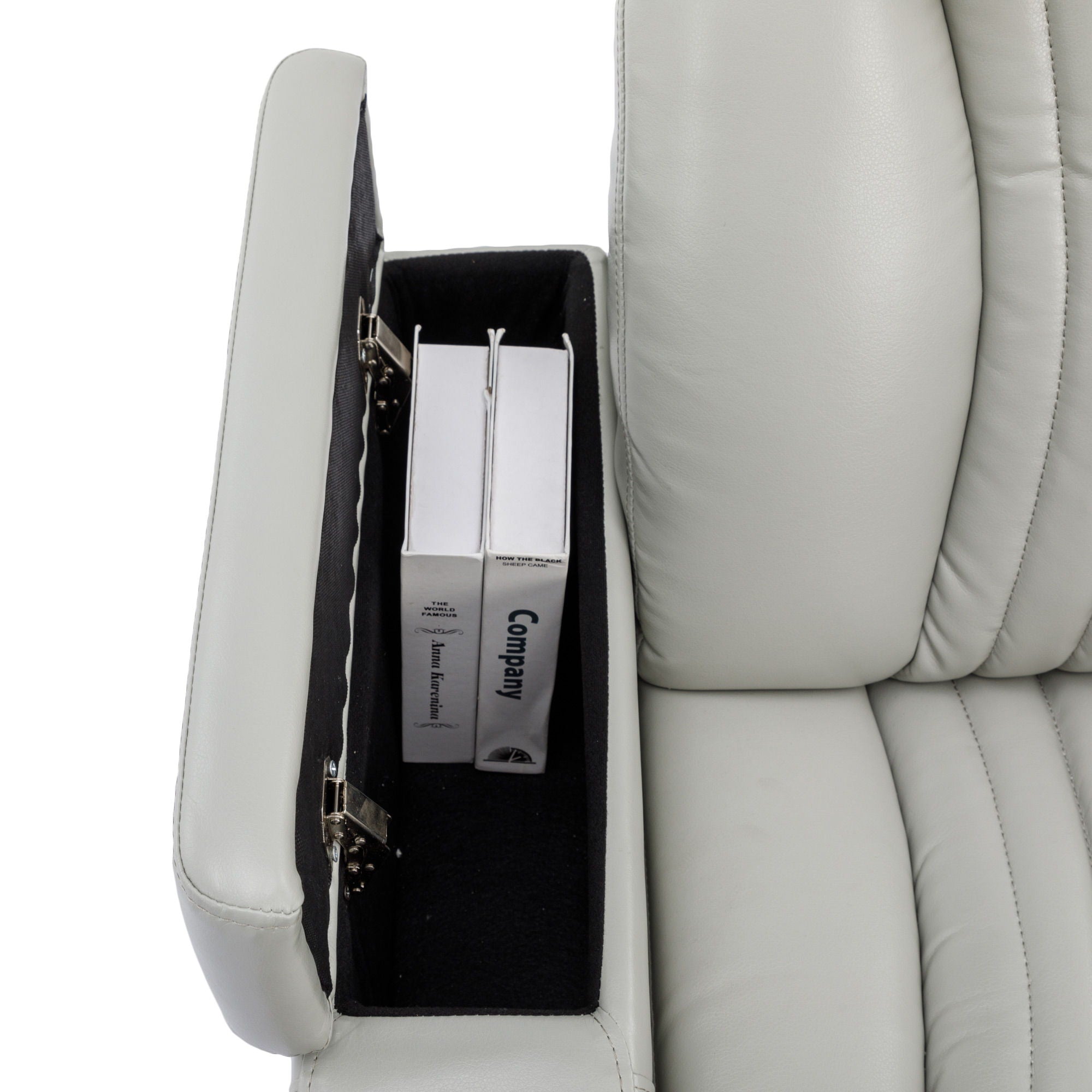 270° Power Swivel Recliner Home Theater Chair With Hidden Arm Storage, LED Light, Cup Holder, And Tray Table