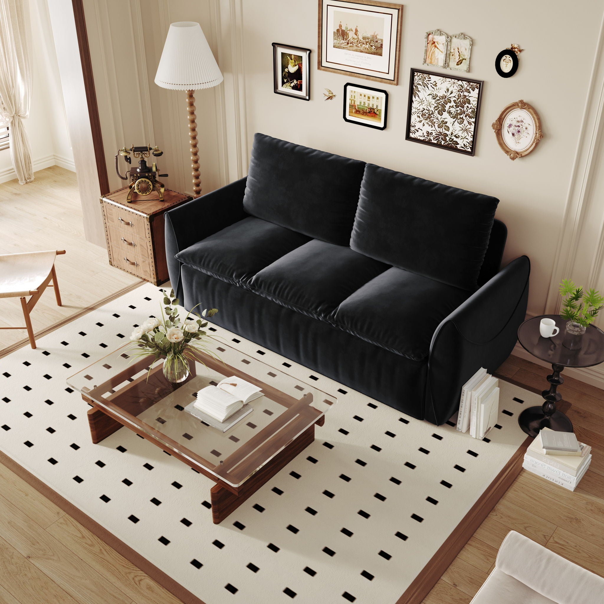 Pull Out Sofa Bed, 3 Seat Convertible Sleeper Sofa With 2 In 1 Pillow And Blanket Set