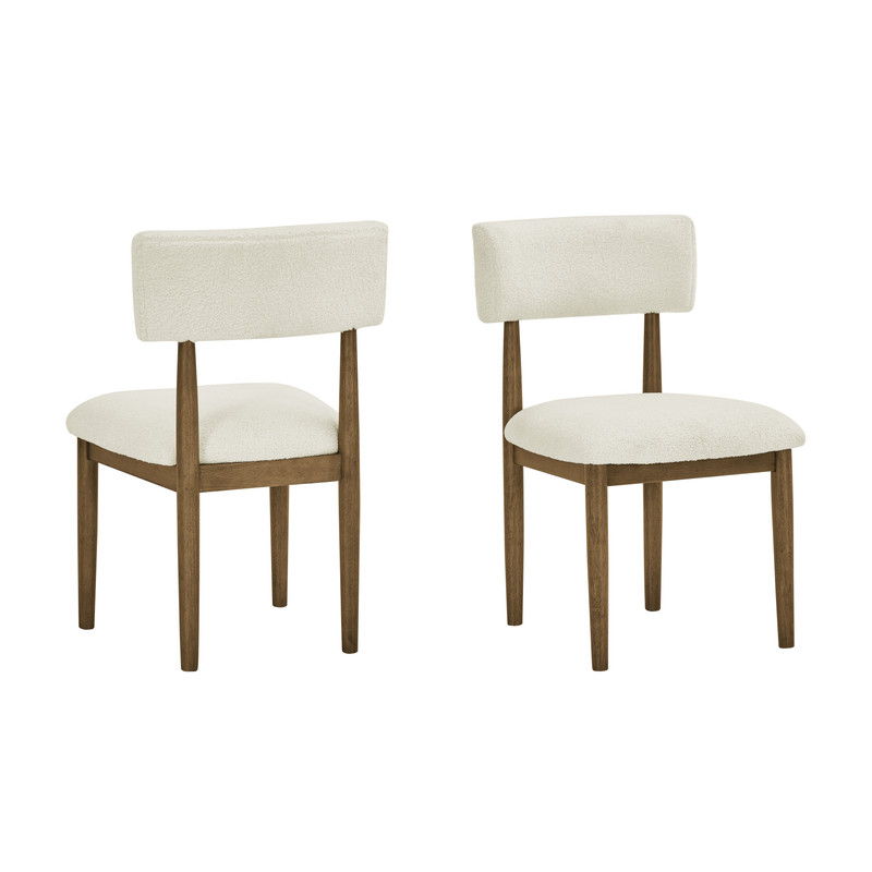 Darla 5Pc 72" Rectangular Walnut Oak Finish Sled Dining Set with Beige Sherpa Fabric Chairs