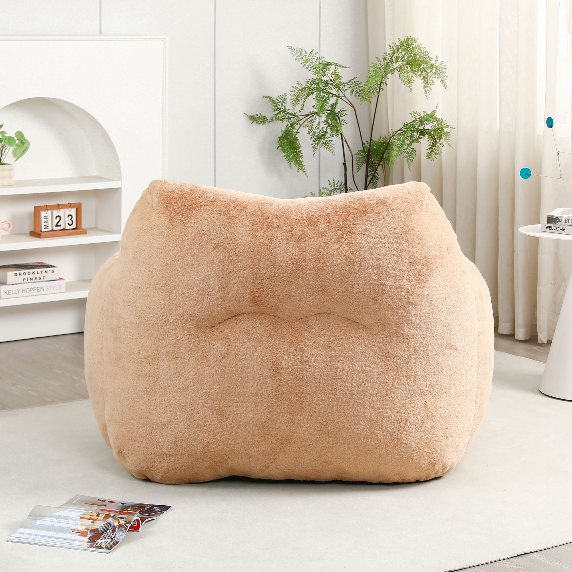 Beanbag Sofa Chair With Armrests Stuffed High Density Foam