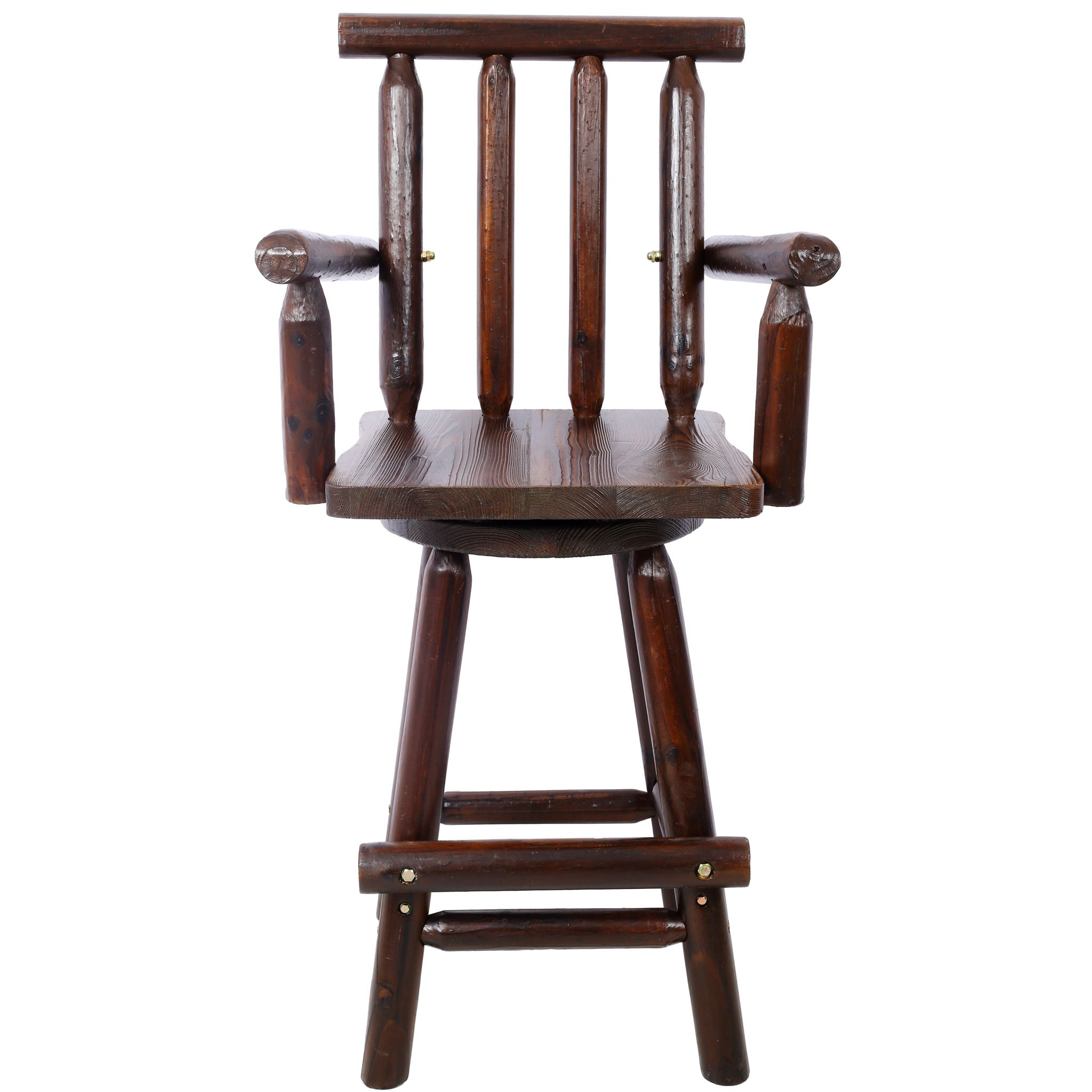 Rustic Bar Stool, Fir Wood Construction, Wide Armrest