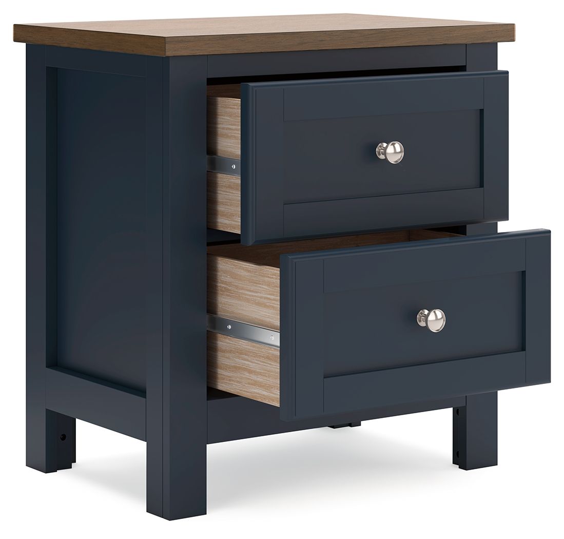 Signature Design by Ashley® Landocken - Brown / Blue - Two Drawer Night Stand | Meri Furniture