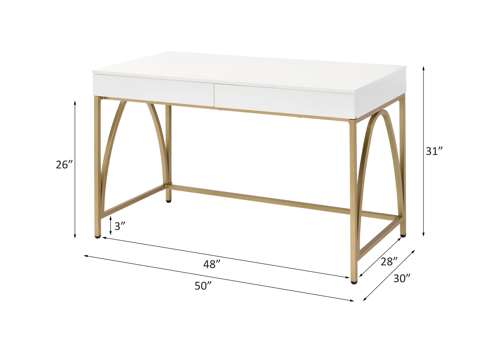 Lightmane - Writing Desk Same Ac00900) - White High Gloss & Gold