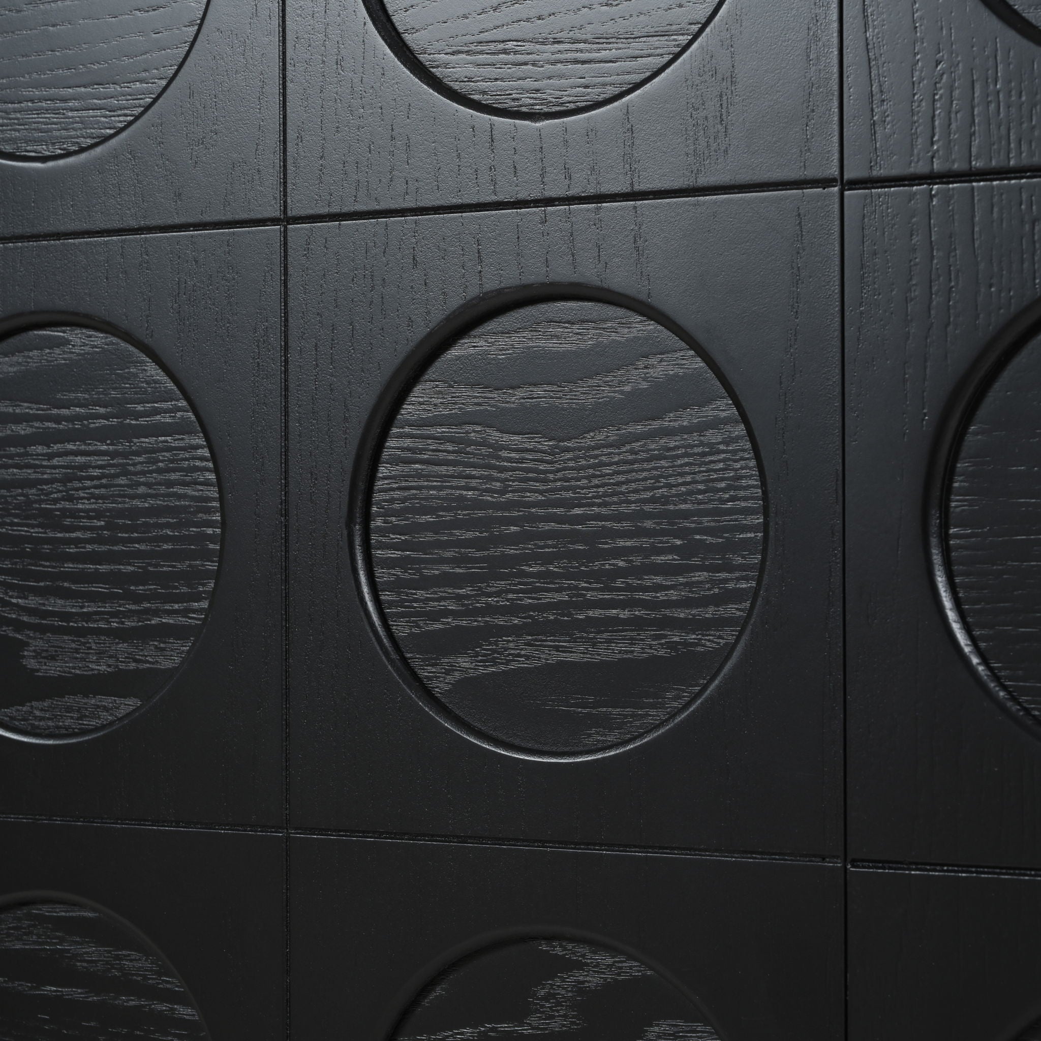 Stylish Storage Cabinet Sideboard With Unique Geometric Circle Door Design - Black